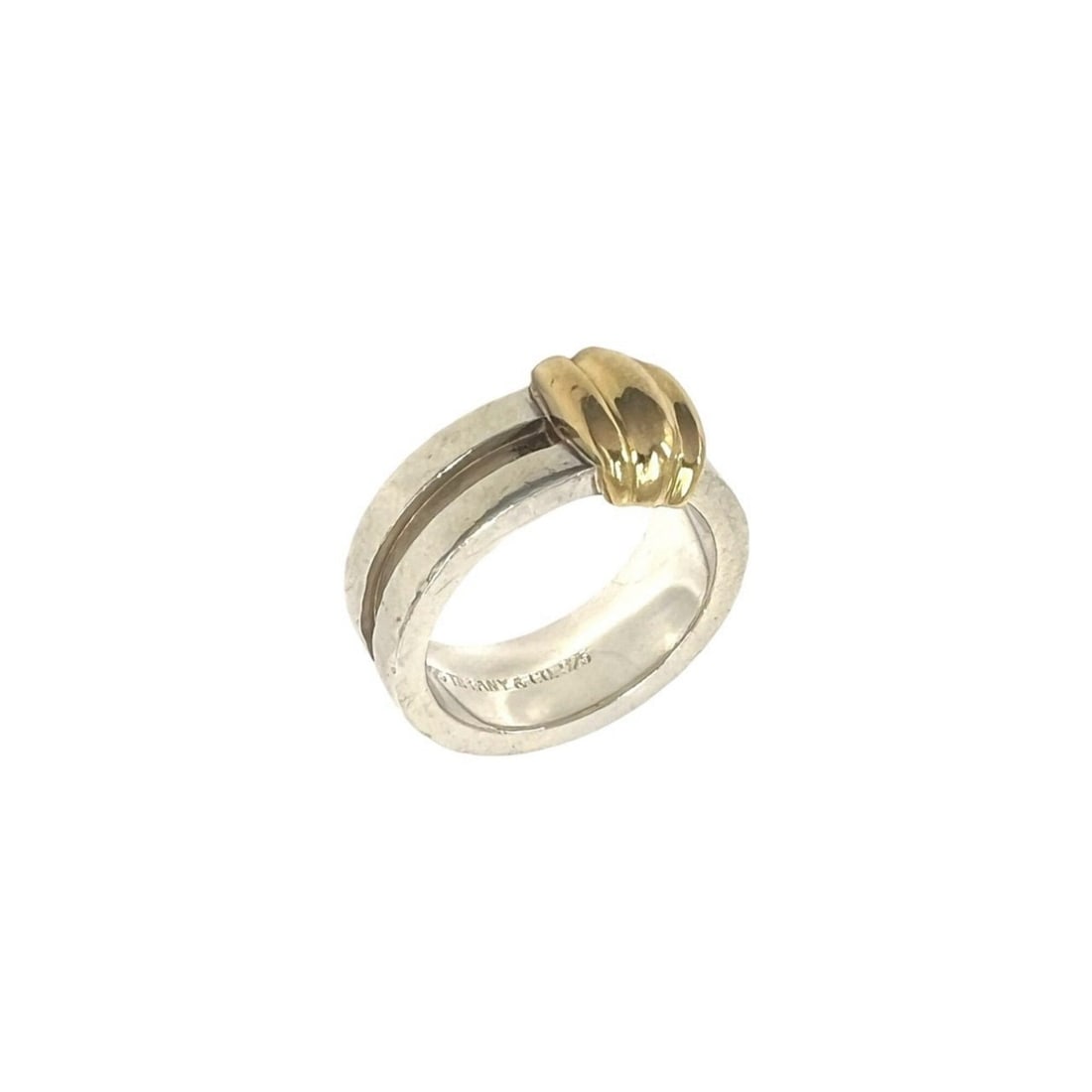 TIFFANY&Co. Tiffany Vintage Grooved Ring, Sterling Silver 925, 18K 750YG, and Gold, Item Number: --- Catalog ---Category: SizeJP Size: 11US Size: 6Category: DesignType: Band ringColor: Gold, SilverGender: WomenMaterial: Silver 925, Yellow gold (18K)Category: GeneralBrand: Tiffany--- Item List ---