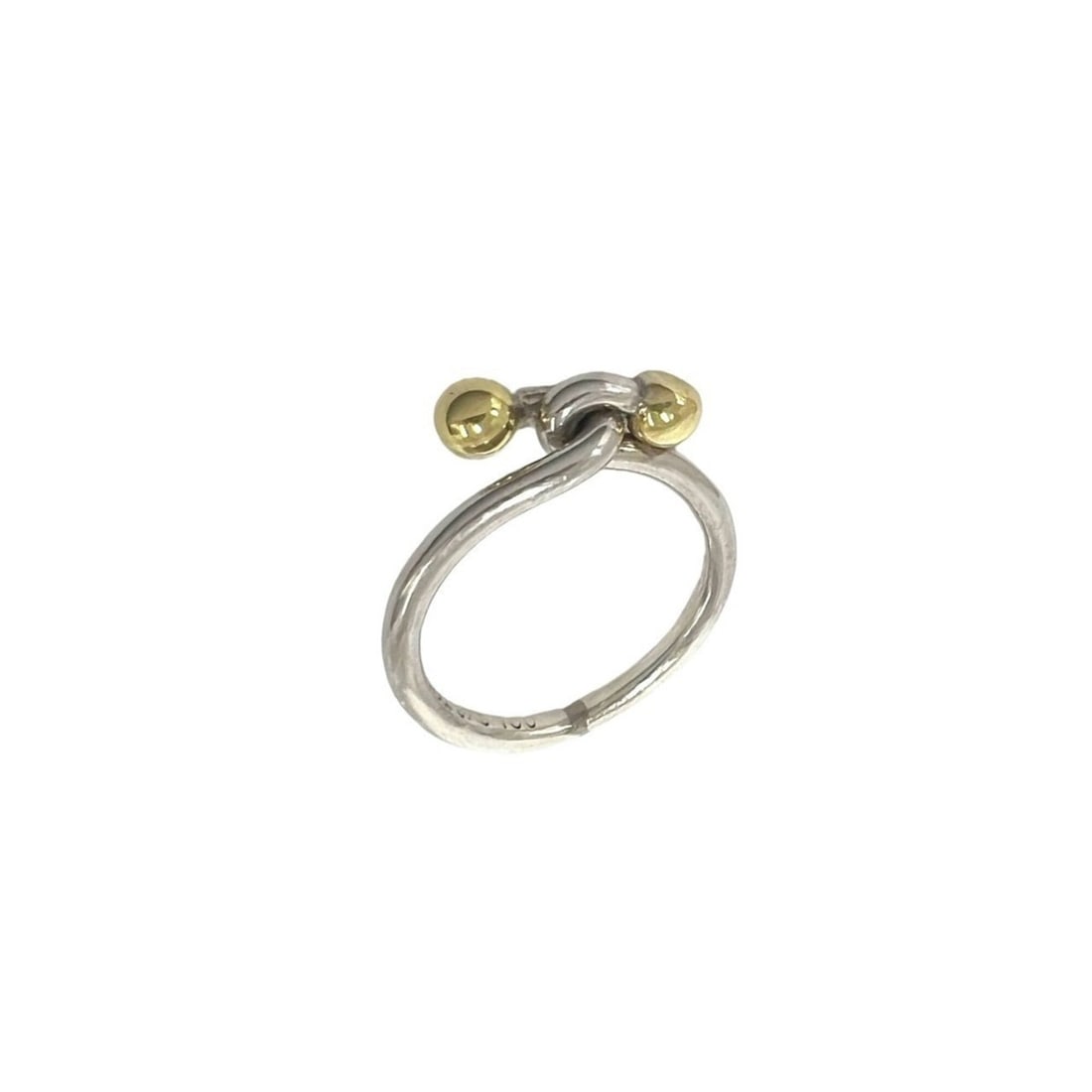 TIFFANY&Co. Tiffany Vintage Hook & Eye Ring, Sterling Silver 925, 18K 750YG, Gold, Item Number 24373: --- Catalog ---Category: SizeJP Size: 8US Size: 4.5Category: DesignType: Band ringColor: Gold, SilverGender: WomenMaterial: Silver, Yellow gold (18K)Category: GeneralBrand: Tiffany--- Item List ---Sec