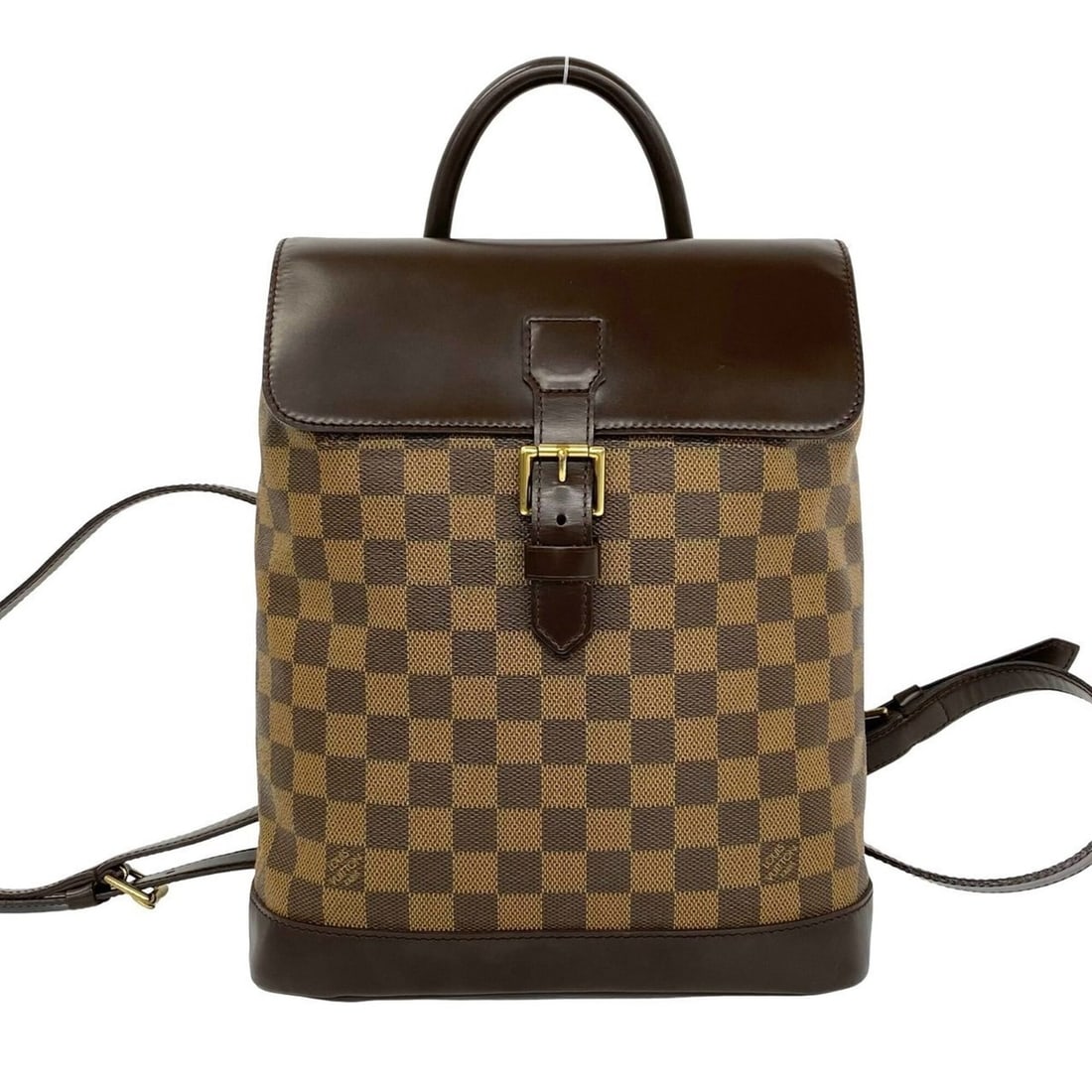 LOUIS VUITTON Soho Damier Leather Backpack/Daypack, Brown, 17120: --- Catalog ---Category: SizeSize (HxWxD): 31cm x 25cm x 10cm / 12.2'' x 9.84'' x 3.93''Category: DesignType: BackpackColor: BrownGender: WomenMaterial: Leather , PVC Category: GeneralBrand: Louis Vui
