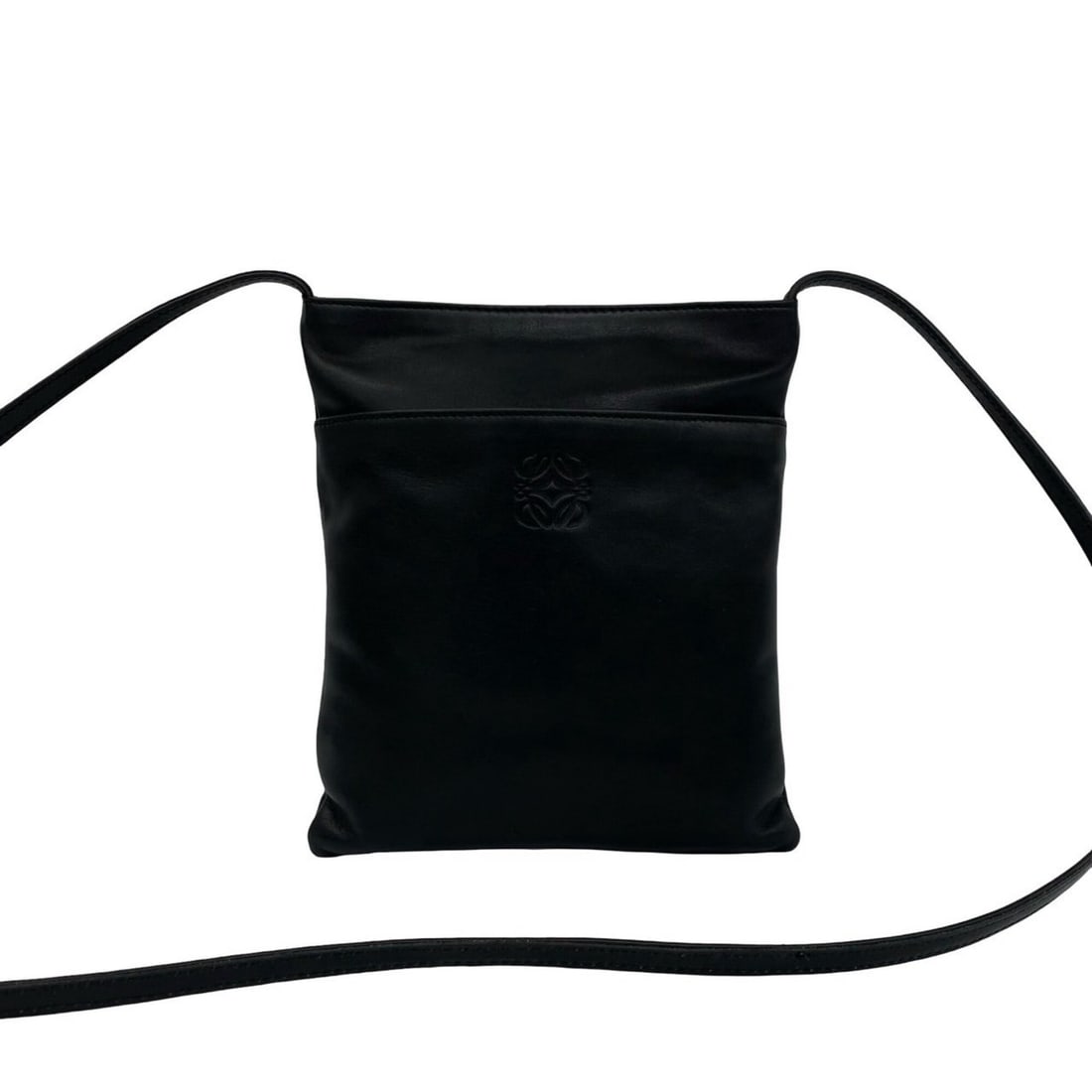LOEWE Vintage Anagram Logo Engraved Leather Mini Shoulder Bag/Sacoche/Pouch, Black, 33667 (1 of 14)