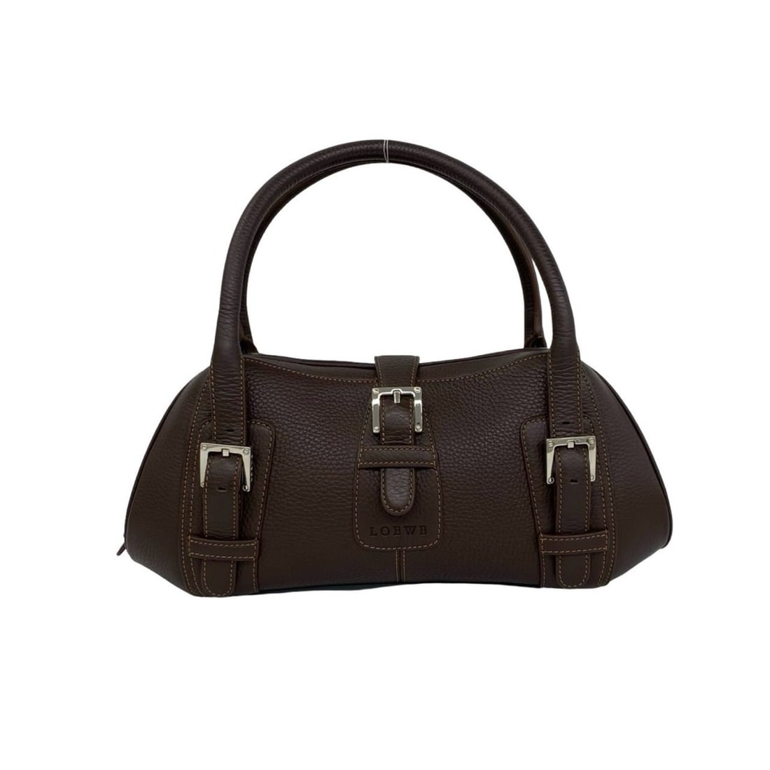LOEWE Senda Logo Engraved Hardware Leather Handbag Mini Boston Bag Brown 15370: --- Catalog ---Category: SizeSize (HxWxD): 15cm x 33.5cm x 7cm / 5.9'' x 13.18'' x 2.75''Category: DesignType: Boston bag, HandbagColor: BrownGender: WomenMaterial: Leather Category: GeneralBrand: Loe