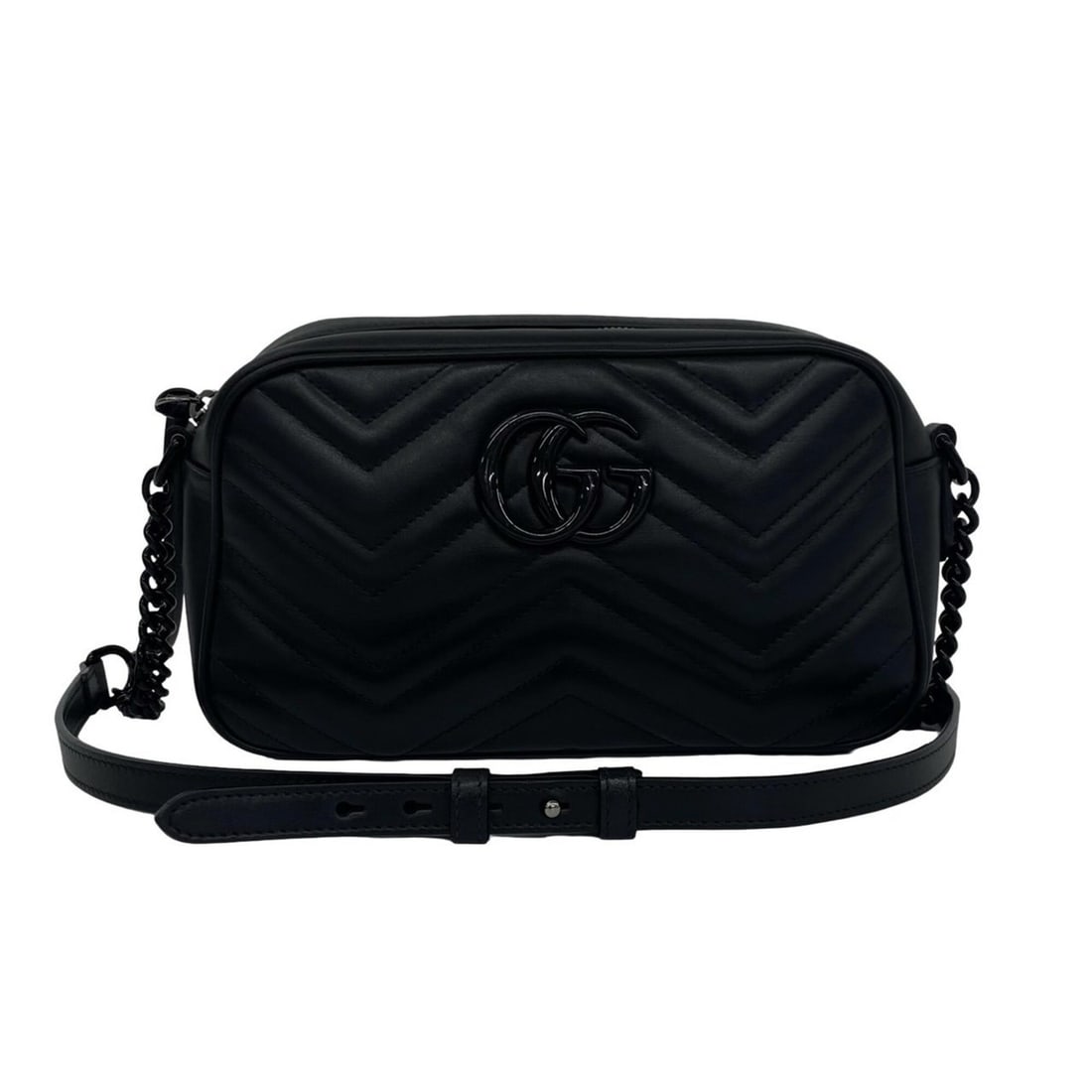 GUCCI GG Marmont Logo Hardware Quilted Leather Chain Mini Shoulder Bag Pouch Black 26070: --- Catalog ---Category: SizeSize (HxWxD): 14cm x 23.5cm x 6.5cm / 5.51'' x 9.25'' x 2.55''Category: DesignType: Pochette, Shoulder bagColor: BlackGender: WomenMaterial: Leather Category: GeneralBrand