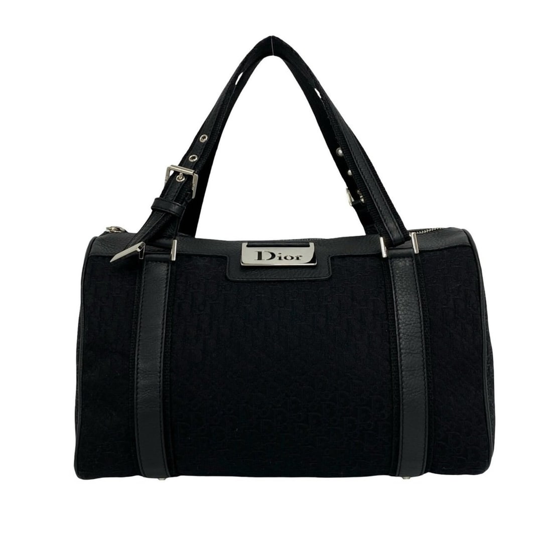 Christian Dior Street Chic Trotter Pattern Logo Hardware Canvas Leather Genuine Handbag Black 23373: --- Catalog ---Category: SizeSize (HxWxD): 19cm x 30.5cm x 14.5cm / 7.48'' x 12'' x 5.7''Category: DesignType: HandbagColor: BlackGender: WomenMaterial: Canvas , Leather Category: GeneralBrand: Christ