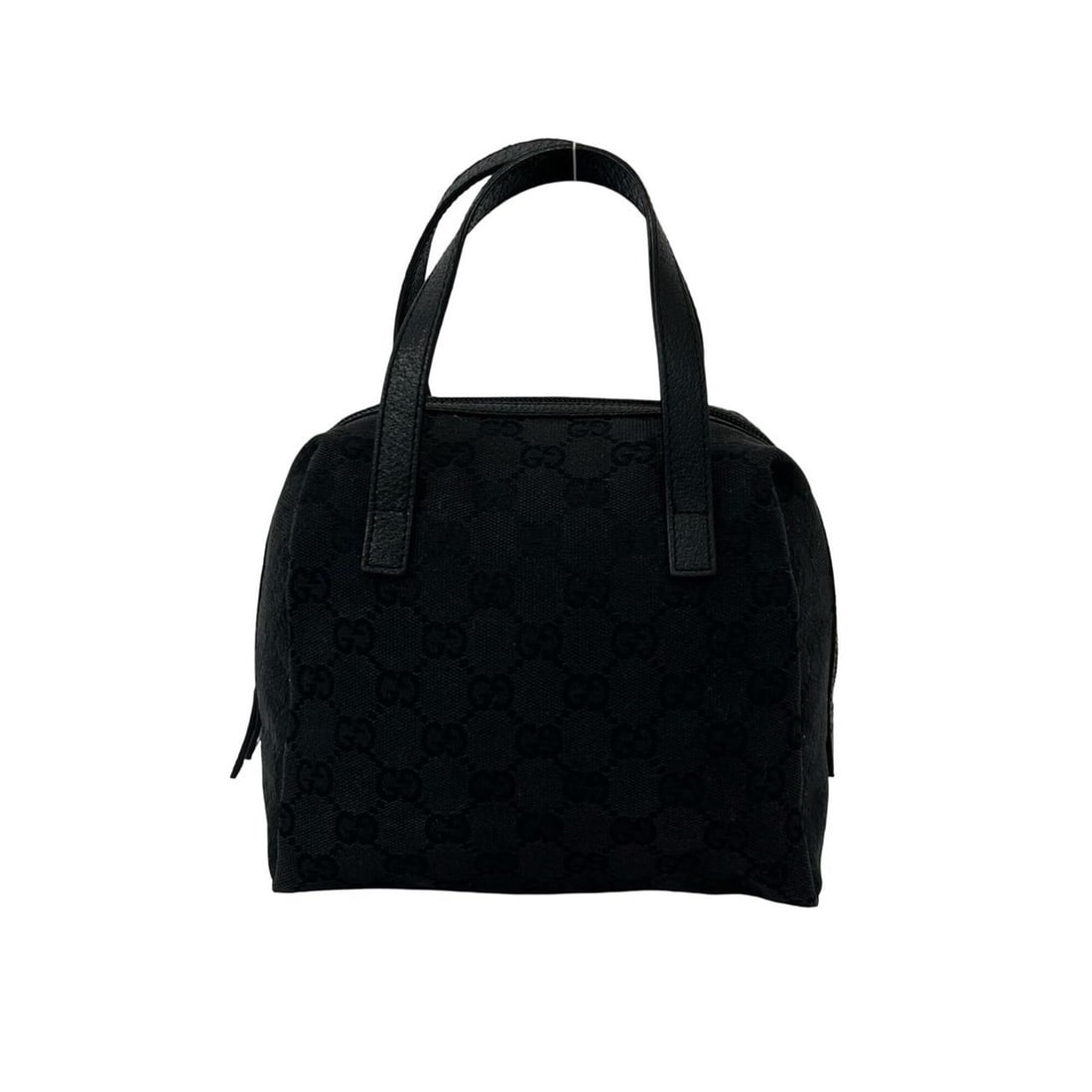 GUCCI GG Logo Pattern Canvas Leather Mini Handbag Tote Bag Boston Black 59648: --- Catalog ---Category: SizeSize (HxWxD): 18cm x 19cm x 11cm / 7.08'' x 7.48'' x 4.33''Category: DesignType: Boston bag, Handbag, Tote bagColor: BlackGender: WomenMaterial: Canvas , Leather Category: