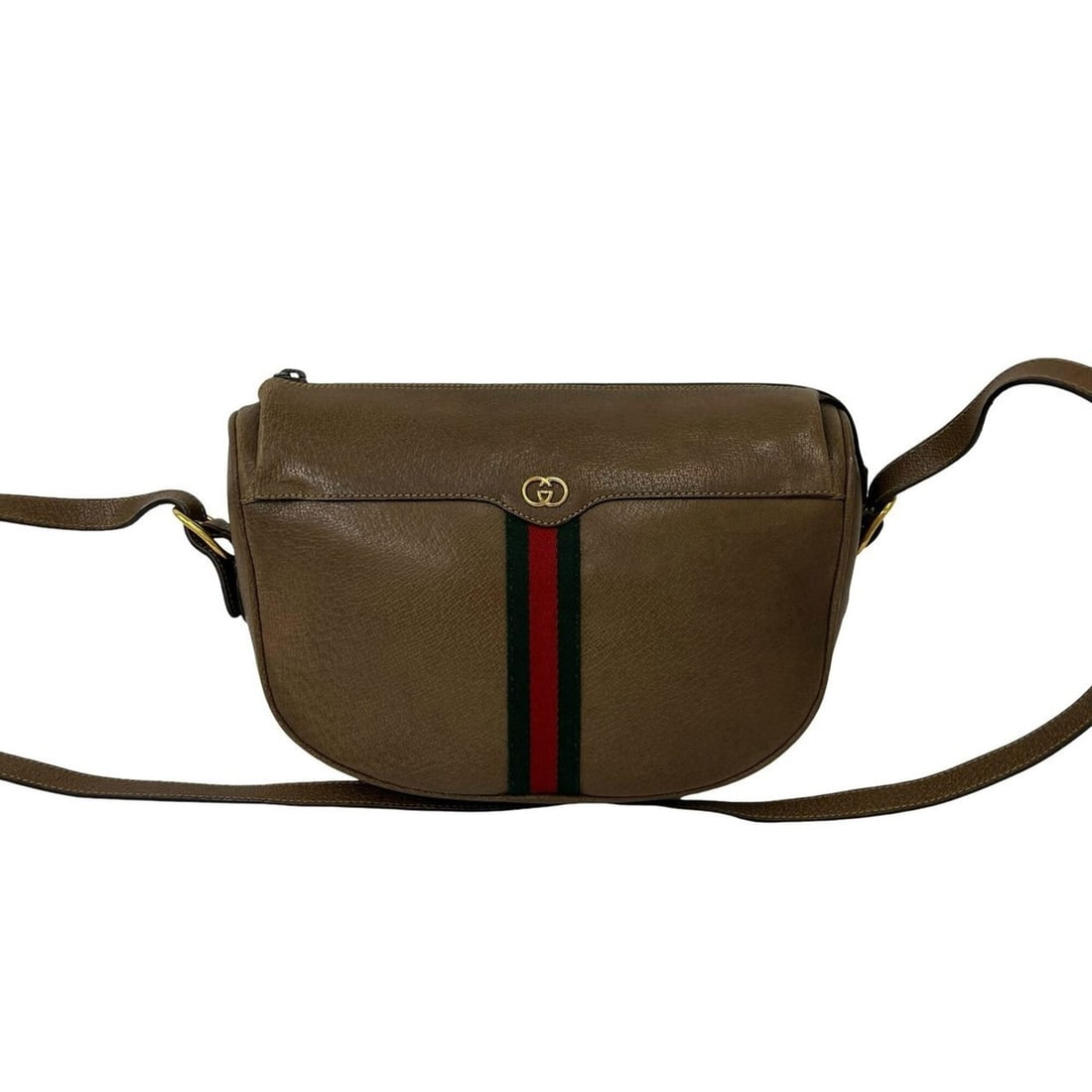 GUCCI Old Gucci Sherry Line GG Logo Hardware Leather Mini Shoulder Bag Pouch Brown 256-8: --- Catalog ---Category: SizeSize (HxWxD): 19cm x 24cm x 7.5cm / 7.48'' x 9.44'' x 2.95''Category: DesignType: Pochette, Shoulder bagColor: Brown, Green, Red colorGender: WomenMaterial: Leather Catego