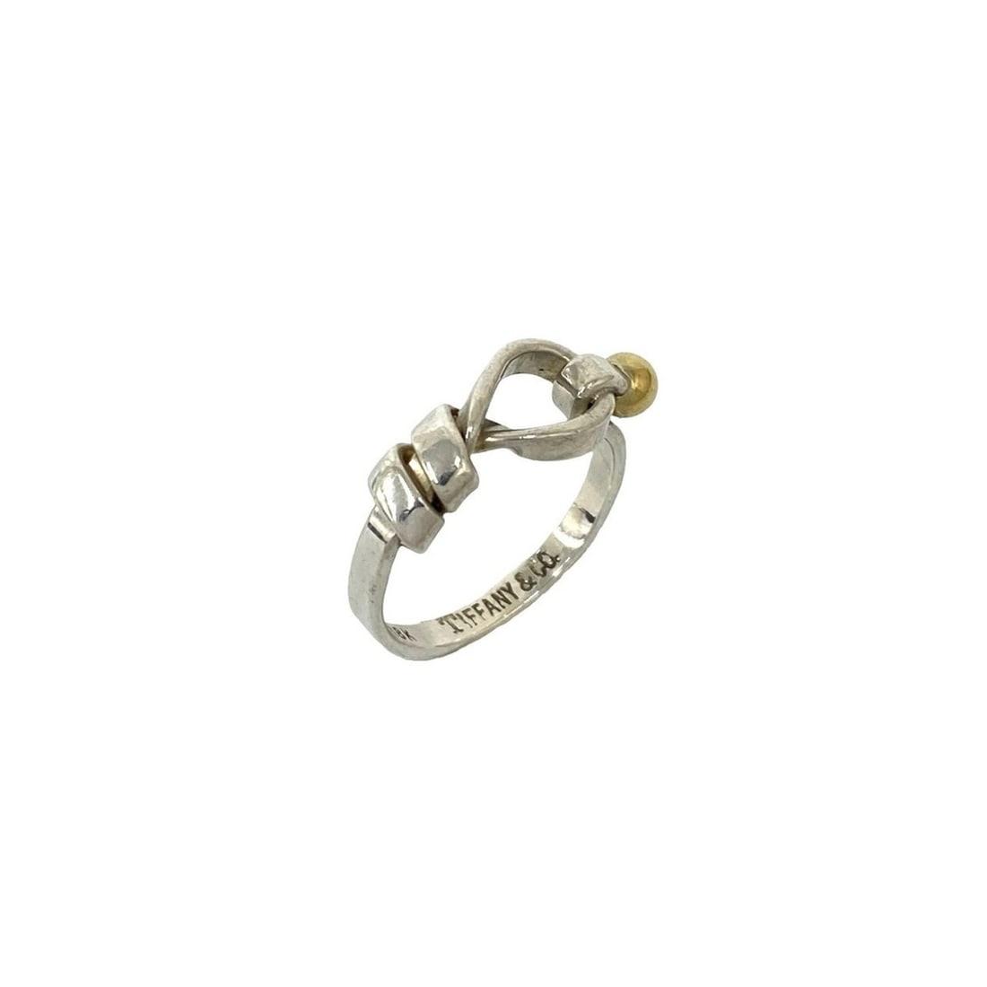 TIFFANY&Co. Tiffany Hook & Eye Love Knot Ring, Sterling Silver 925, 18K Yellow Gold 750YG,: --- Catalog ---Category: SizeJP Size: 12US Size: 6.5Category: DesignType: Band ringColor: Gold, SilverGender: WomenMaterial: Silver 925, Yellow gold (18K)Category: GeneralBrand: Tiffany--- Item List -