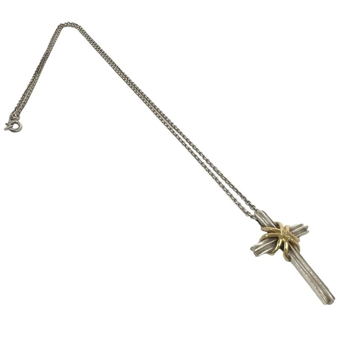 TIFFANY&Co. Tiffany Signature Cross Necklace, Sterling Silver 925, 18K Yellow Gold 750YG, Necklace: --- Catalog ---Category: SizePendant Size: 31mm x 22mm / 1.22'' x 0.86''Neck Circumference: 46.8 cm / 18.42''Category: DesignColor: Silver, YellowGender: WomenMaterial: Silver 925, Yellow gold (18K)Ne