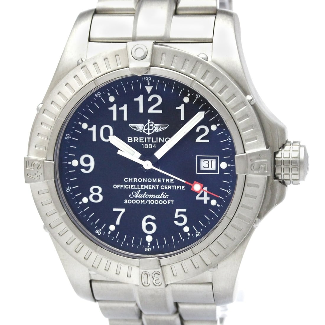 BREITLING Avenger Seawolf Titanium Automatic Mens Watch E17370 Polished: --- Catalog ---Category: SizeCase Diameter: 44mm / 1.73''Category: DesignType: WristwatchStyle: SportGender: MenColor (Dial): BlackMaterial (Band): TitaniumMaterial (Case): TitaniumCategory: GeneralLi