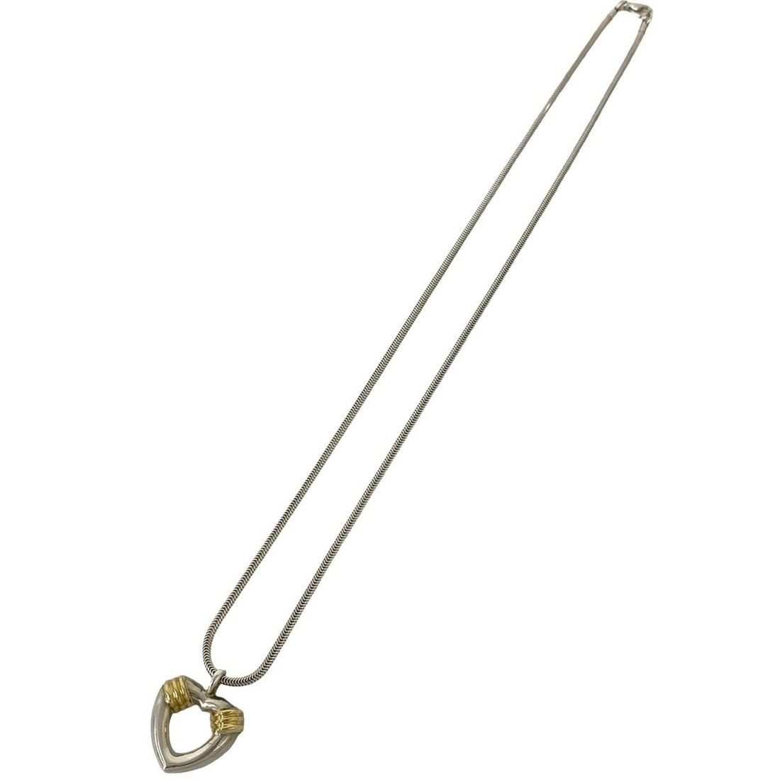 TIFFANY&Co. Tiffany Heart Snake Chain Necklace, Sterling Silver 925, 18K 750YG, Accessory Pendant,: --- Catalog ---Category: SizePendant Size: 22mm x 18mm / 0.86'' x 0.7''Neck Circumference: 40.5 cm / 15.94''Category: DesignColor: Gold, SilverGender: WomenMaterial: Silver 925, Yellow gold (18K)Penda