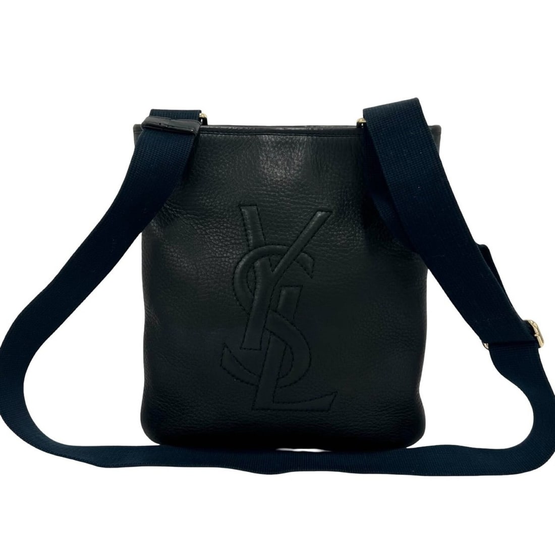 YVES SAINT LAURENT YSL Logo Stitch Leather Shoulder Bag/Sacoche, Black, 09775: --- Catalog ---Category: SizeSize (HxWxD): 27cm x 24.5cm / 10.62'' x 9.64''Category: DesignType: Shoulder bagColor: BlackGender: WomenMaterial: Leather Category: GeneralBrand: Yves Saint Laurent--- It