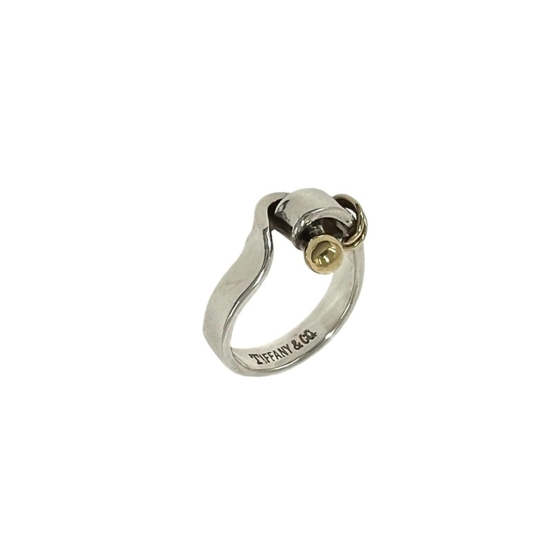 TIFFANY&Co. Tiffany Vintage Hook and Eye Ring, Sterling Silver 925, 18K 750YG, Item Number 81826: --- Catalog ---Category: SizeJP Size: 9US Size: 5Category: DesignType: Band ringColor: Gold, SilverGender: WomenMaterial: Silver 925, Yellow gold (18K)Category: GeneralBrand: Tiffany--- Item List ---S