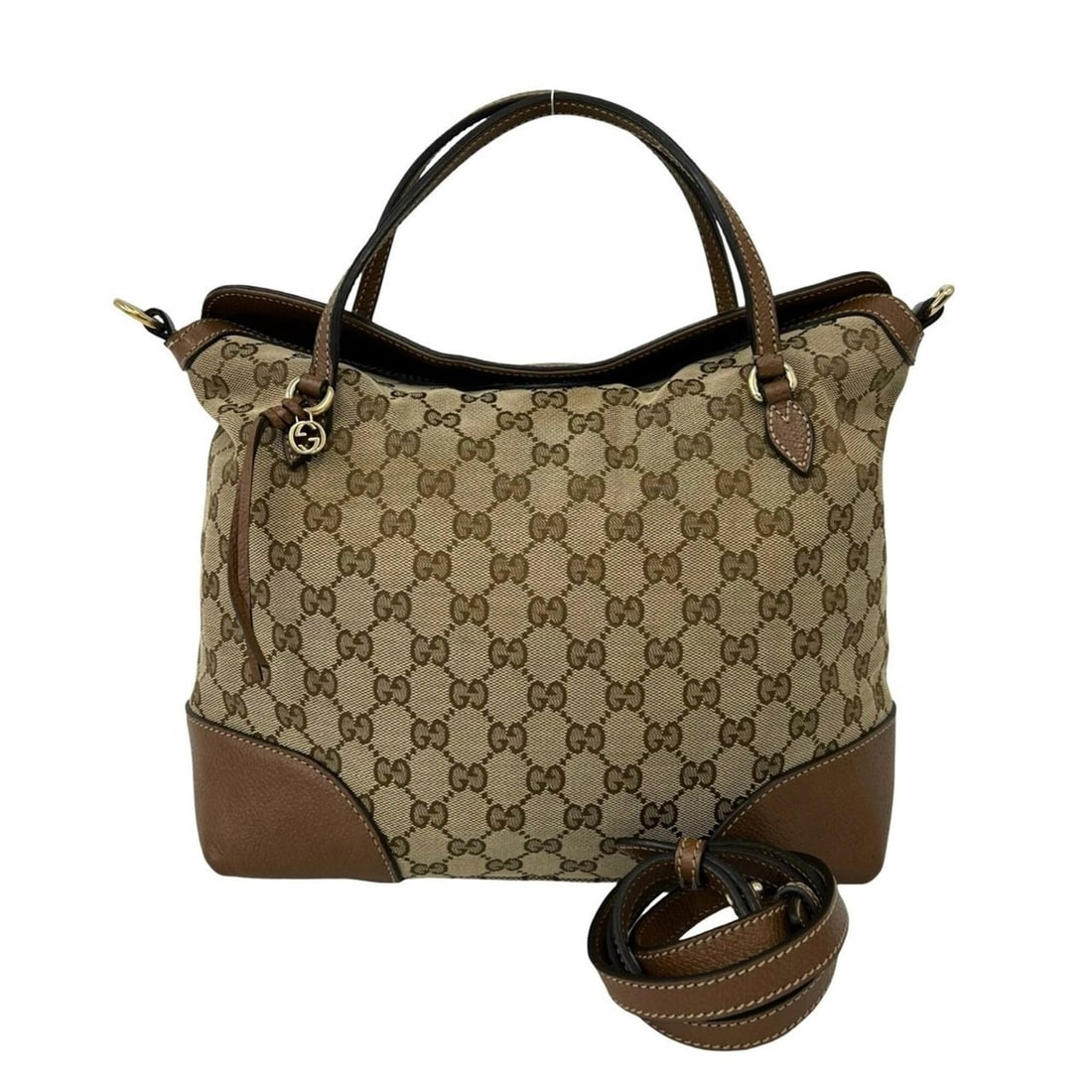 GUCCI GG pattern canvas and leather 2-way handbag/shoulder bag/tote bag, brown, 36678: --- Catalog ---Category: SizeSize (HxWxD): 26.4cm x 27cm x 13cm / 10.39'' x 10.62'' x 5.11''Category: DesignType: Handbag, Shoulder bag, Tote bagColor: BrownGender: WomenMaterial: Canvas , Leather Cat