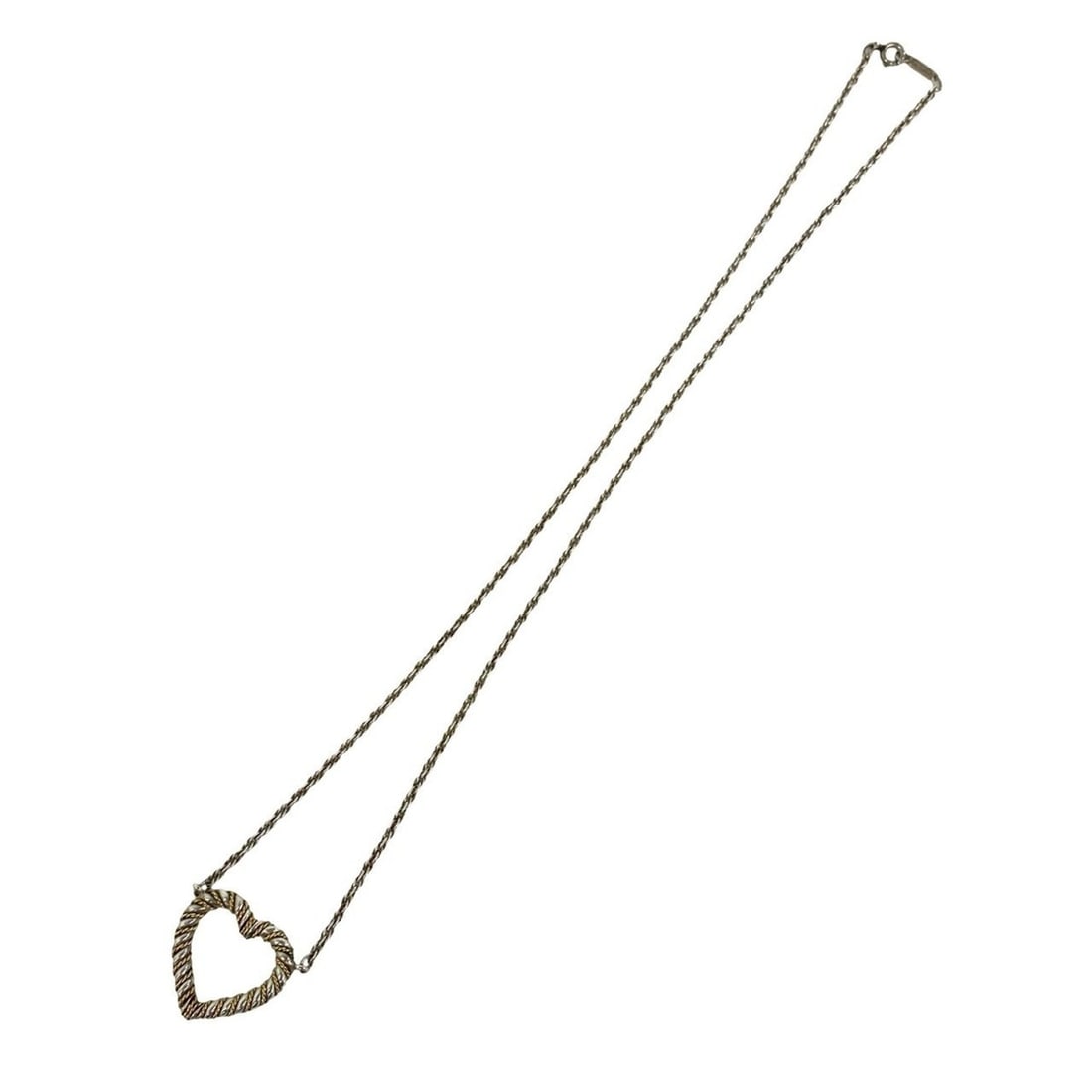 TIFFANY&Co. Tiffany Twist Heart Necklace, Sterling Silver 925, 18K Yellow Gold 750YG, & Gold, Item: --- Catalog ---Category: SizePendant Size: 20mm x 22mm / 0.78'' x 0.86''Neck Circumference: 48.7 cm / 19.17''Category: DesignColor: Gold, SilverGender: WomenMaterial: Silver 925, Yellow gold (18K)Neck