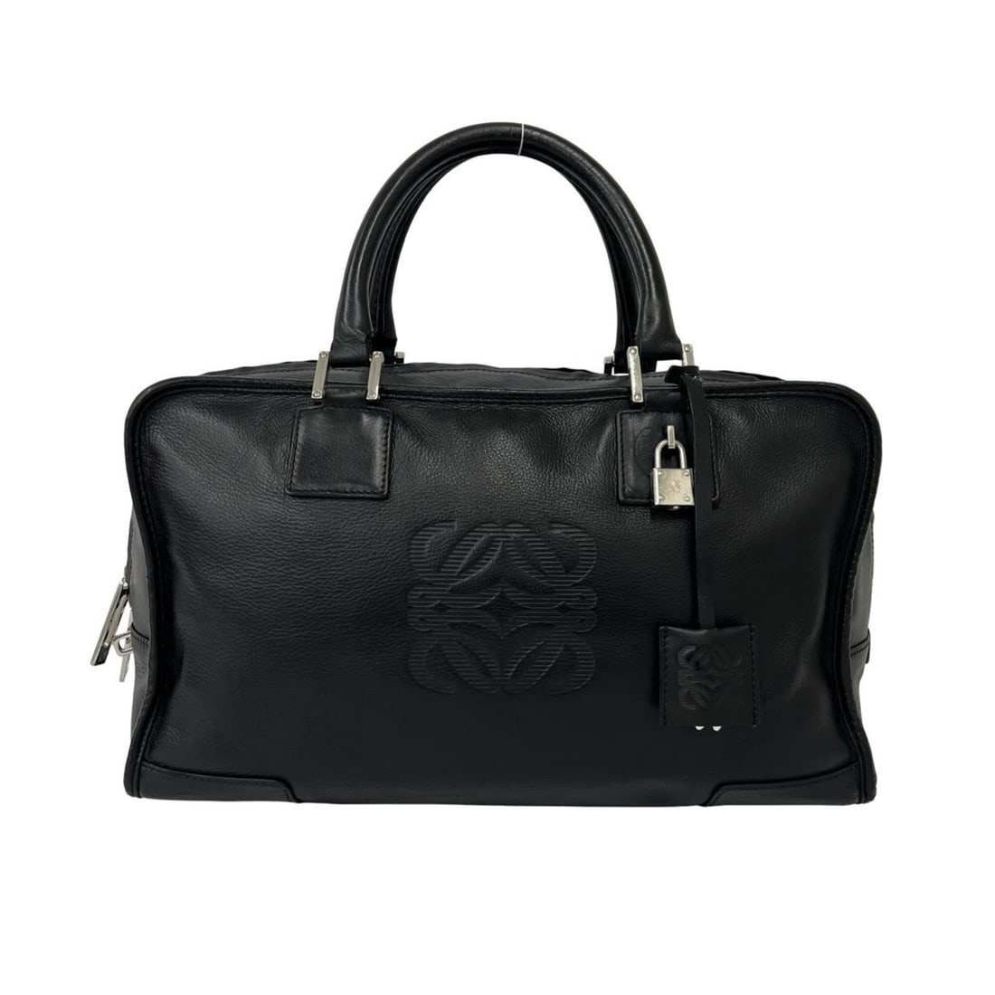 LOEWE Amazona 36 Anagram Logo Leather Handbag Mini Boston Bag Tote Black 75666: --- Catalog ---Category: SizeSize (HxWxD): 22cm x 36cm x 14.5cm / 8.66'' x 14.17'' x 5.7''Category: DesignType: Boston bag, Handbag, Tote bagColor: BlackGender: WomenMaterial: Leather Category: Genera