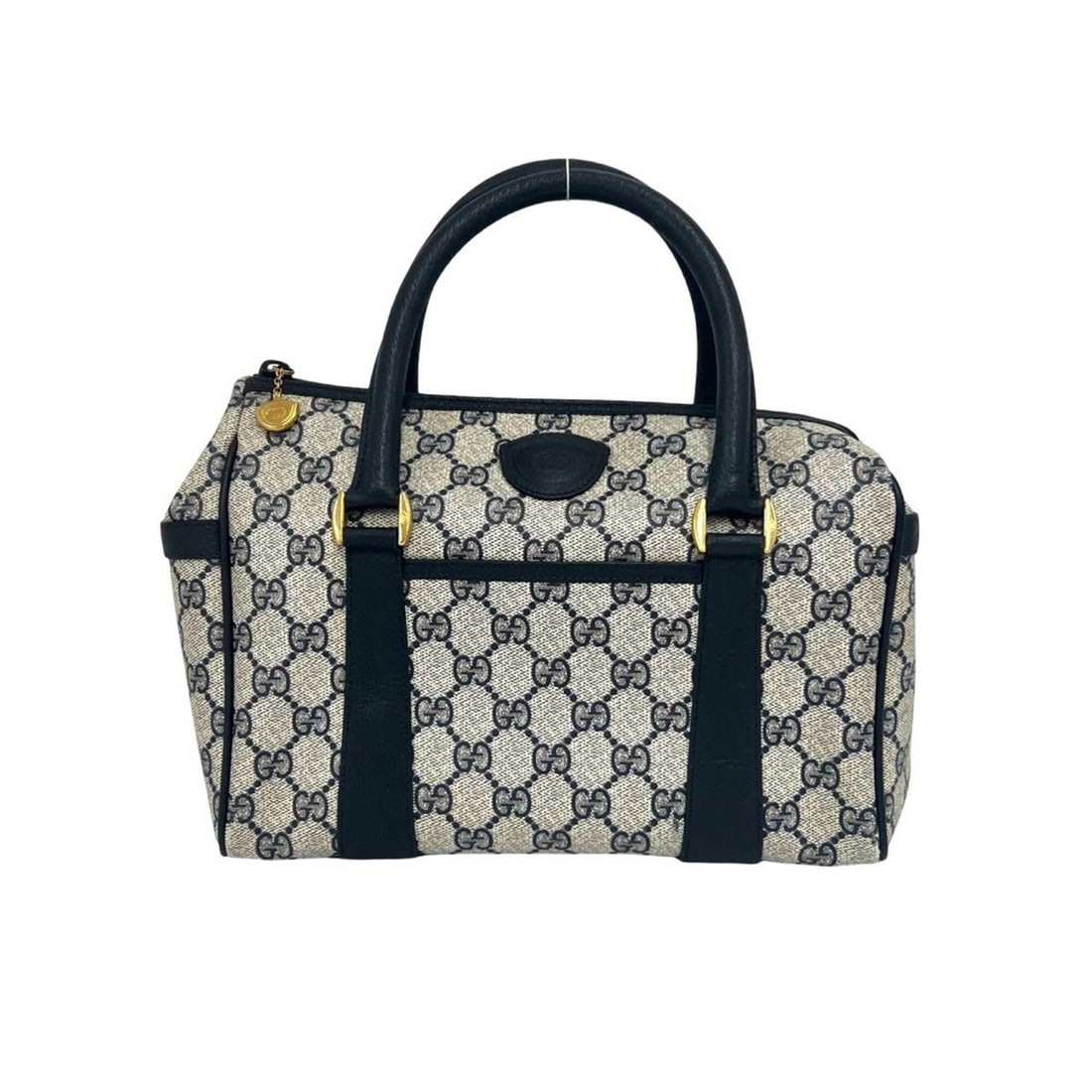 GUCCI Vintage GG Logo Leather Handbag Mini Boston Bag Navy Blue 35213: --- Catalog ---Category: SizeSize (HxWxD): 18cm x 25cm x 12cm / 7.08'' x 9.84'' x 4.72''Category: DesignType: Boston bag, HandbagColor: NavyGender: WomenMaterial: PVC , Leather Category: GeneralBrand: