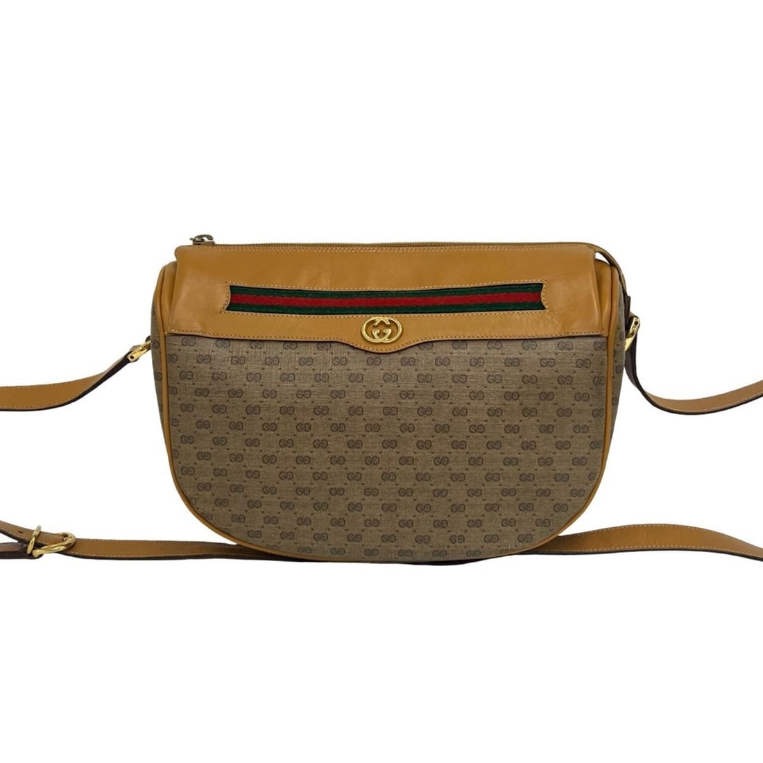 GUCCI Vintage Sherry Line Leather Shoulder Bag with Micro GG Logo Hardware, Brown, 43526: --- Catalog ---Category: SizeSize (HxWxD): 19cm x 24cm x 7.5cm / 7.48'' x 9.44'' x 2.95''Category: DesignType: Shoulder bagColor: Brown, Green, Red colorGender: WomenMaterial: PVC , Leather Category: 
