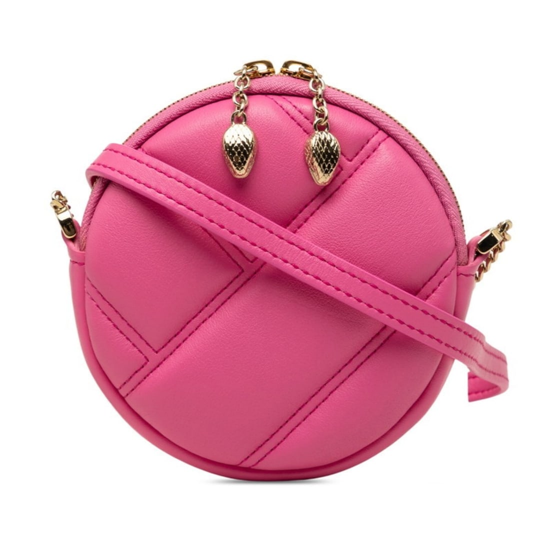 Bulgari Serpenti Cabochon Mini Chain Shoulder Pouch Pink Leather Women's BVLGARI: --- Catalog ---Category: SizeSize (HxWxD): 11cm x 11cm x 3cm / 4.33'' x 4.33'' x 1.18''Category: DesignType: PochetteColor: PinkGender: WomenMaterial: Leather Category: GeneralBrand: Bvlgari--- Item L