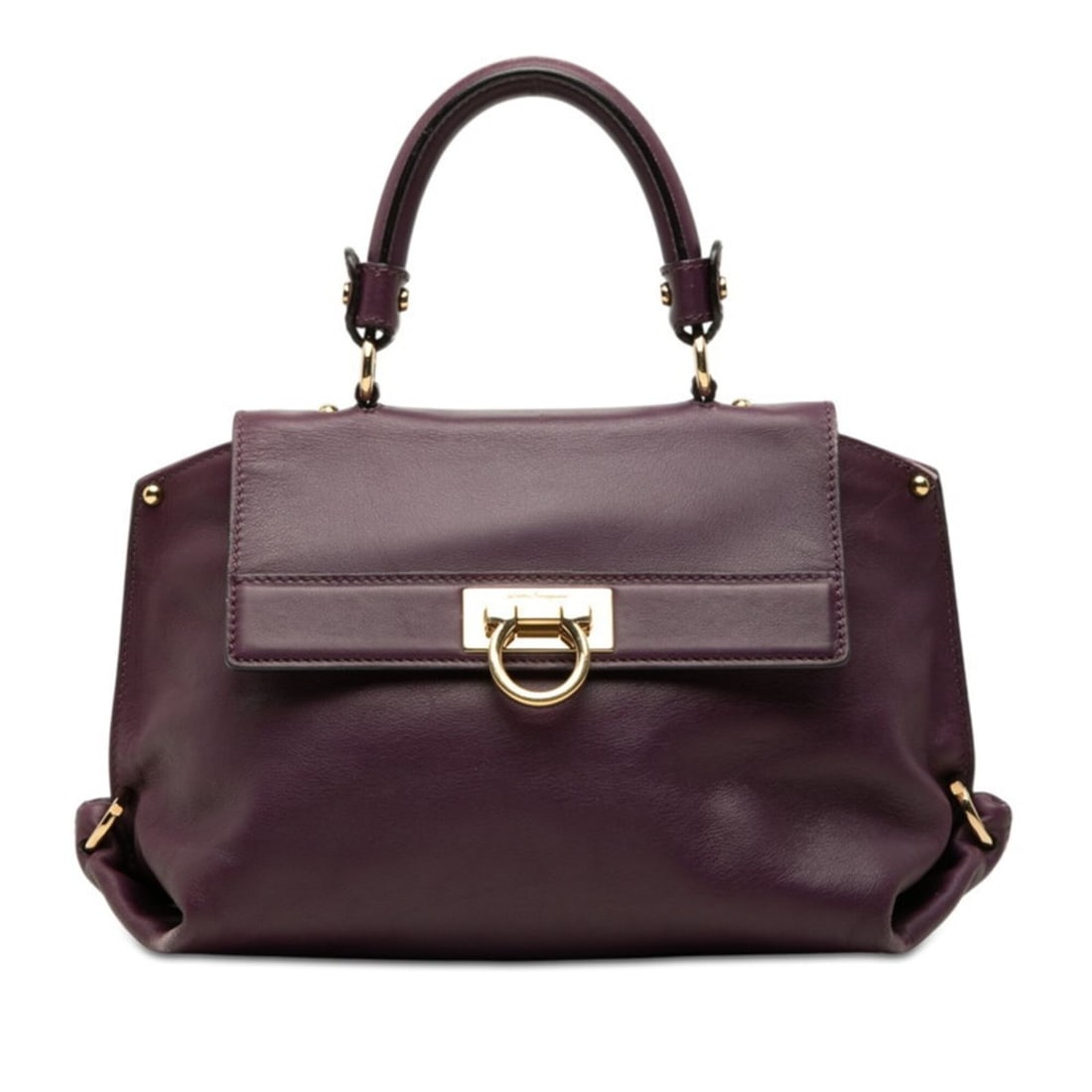 Salvatore Ferragamo Gancini Sofia Handbag FZ-21 D356 Purple Leather Women's: --- Catalog ---Category: SizeSize (HxWxD): 17cm x 22.5cm x 13.5cm / 6.69'' x 8.85'' x 5.31''Category: DesignType: HandbagColor: PurpleGender: WomenMaterial: Leather Category: GeneralMPN: FZ-21 D356Bra