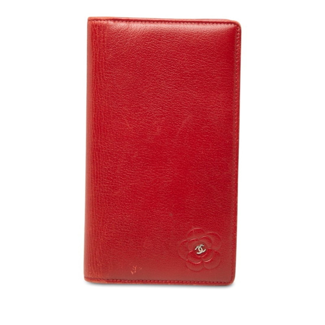 Chanel Coco Mark Camellia Bi-fold Long Wallet, Red Leather, Women's CHANEL: --- Catalog ---Category: SizeSize (HxWxD): 18.5cm x 10.5cm x 2cm / 7.28'' x 4.13'' x 0.78''Category: DesignType: Long wallet (bi-fold)Color: Red colorGender: WomenMaterial: Leather Category: GeneralBr
