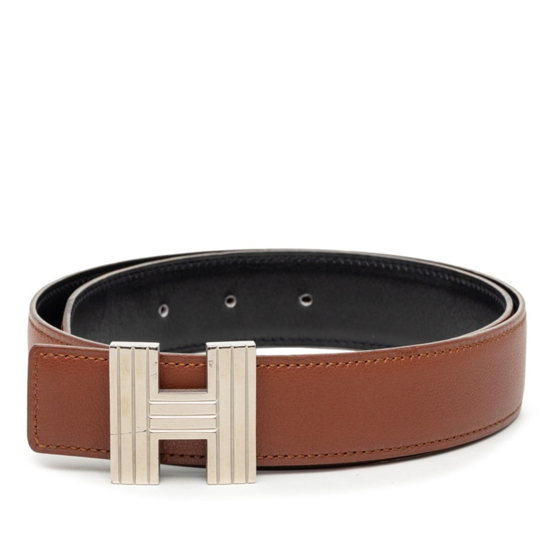 Hermes Reversible H-Buckle Belt, Size 72, Brown/Black/Silver Leather Metal, Women's HERMES: --- Catalog ---Category: SizeLength: 69.5cm - 74.5cm / 27.36'' - 29.33''Category: DesignType: Standard beltColor: Black, Brown, SilverGender: WomenMaterial (Strap): Leather , Metal Category: GeneralBr