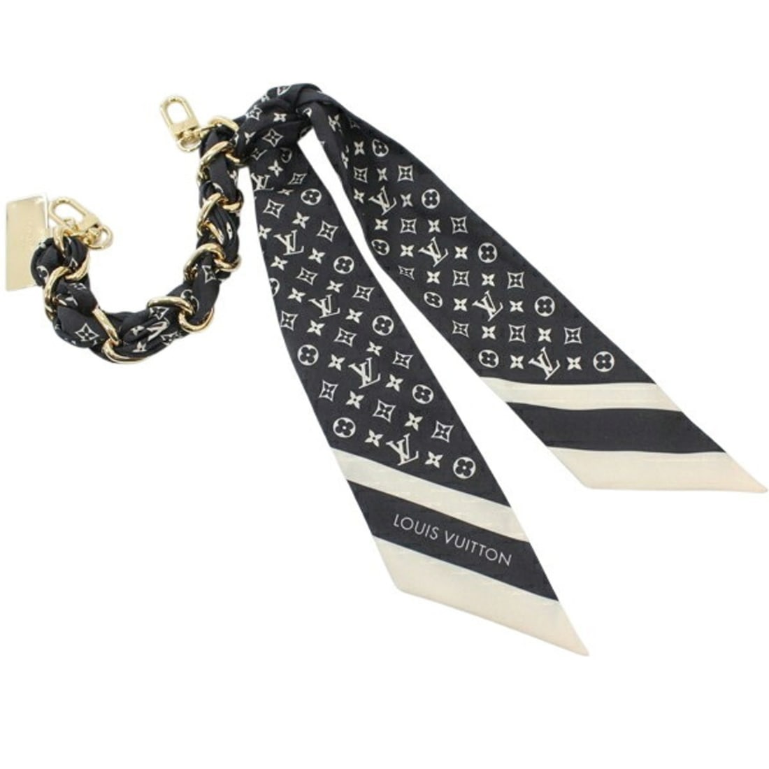 LOUIS VUITTON Bag Charm Phone Strap Monogram Silhouette Keychain M03274 Gold Silk KM3346 (1 of 10)