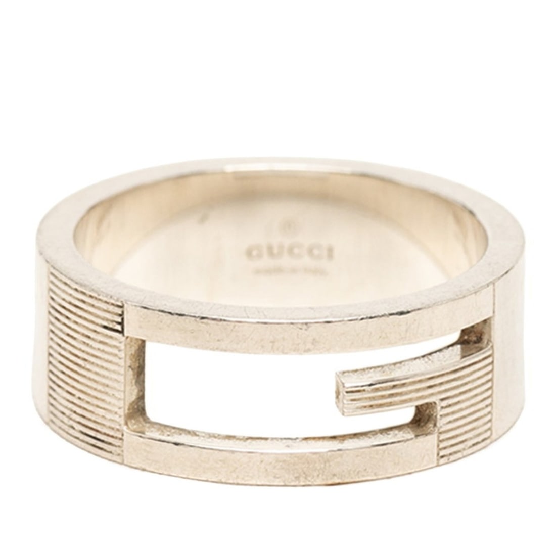 Gucci Branded G Ring, Size #20, SV925 Silver, Women's GUCCI: --- Catalog ---Category: SizeJP Size: 18.5US Size: 9Category: DesignType: Band ringGender: WomenMaterial: Silver 925Category: GeneralBrand: Gucci--- Item List ---Section: ConditionRanking: Rank AB Use