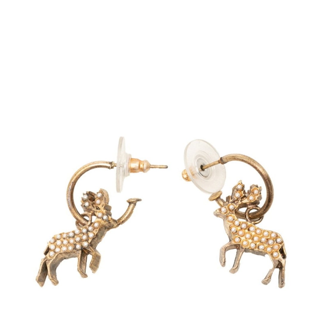 Chanel Reindeer Motif Earrings 01A Gold Plated Faux Pearl Women's CHANEL: --- Catalog ---Category: SizeSize (HxWxD): 28.10mm x 18.30mm / 1.11'' x 0.72''Category: DesignType: Stud earringsColor: GoldGender: WomenMaterial: Artificial pearl, Gold platingCategory: GeneralBrand: