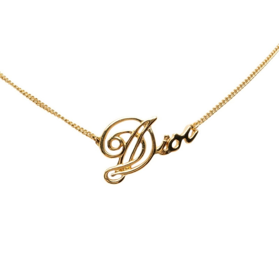 Christian Dior Dior Logo Pendant Necklace, Gold Plated, Women's: --- Catalog ---Category: SizePendant Size: 16.2mm x 30.9mm / 0.63'' x 1.21''Neck Circumference: 46.5 cm / 18.3''Category: DesignColor: GoldGender: WomenMaterial: Gold platingPendant Type: PendantNeckl