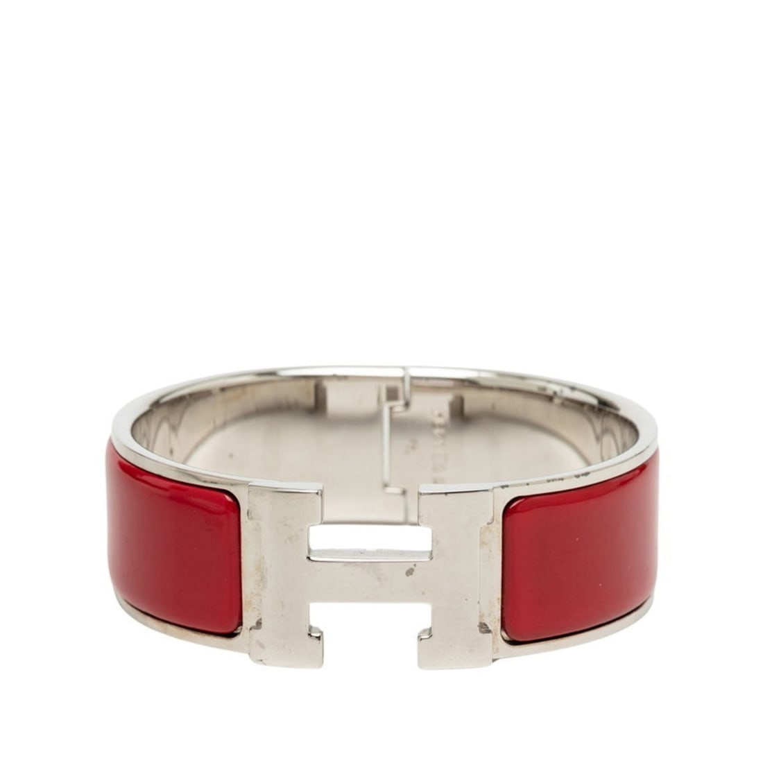 Hermes Clic Clac H PM Bracelet, Silver and Red Metal Enamel, Women's.: --- Catalog ---Category: SizeLength: 15.5cm / 6.1''Category: DesignType: Charm braceletColor: Red color, SilverGender: WomenMaterial: Enamel, MetalCategory: GeneralBrand: Hermes--- Item List ---Sectio