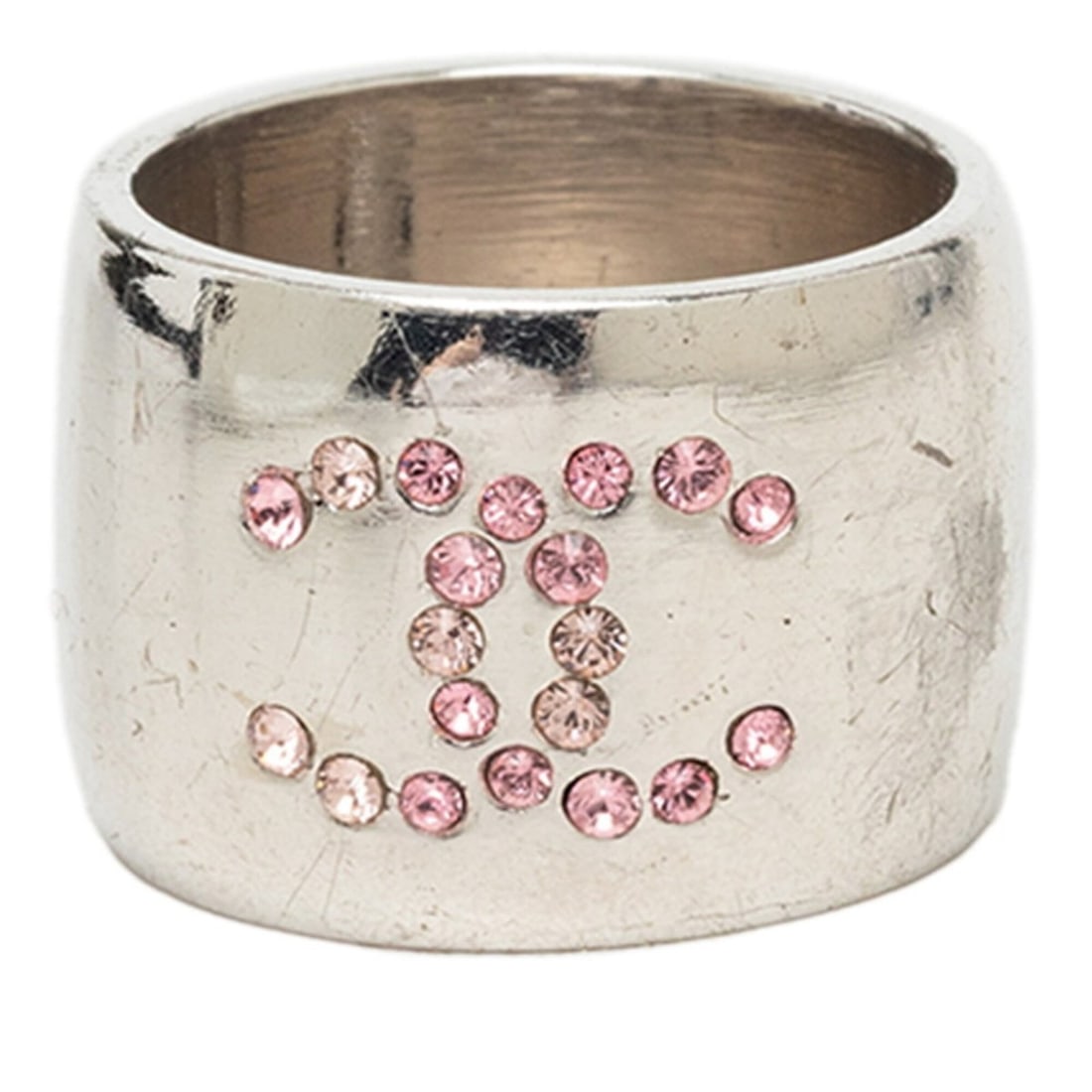 Chanel Coco Mark Heart Ring, Silver Metal Rhinestone, Women's CHANEL: --- Catalog ---Category: SizeJP Size: 12US Size: 6.5Category: DesignType: Band ringGender: WomenMaterial: Metal, RhinestoneCategory: GeneralBrand: Chanel--- Item List ---Section: ConditionRanking: Ran
