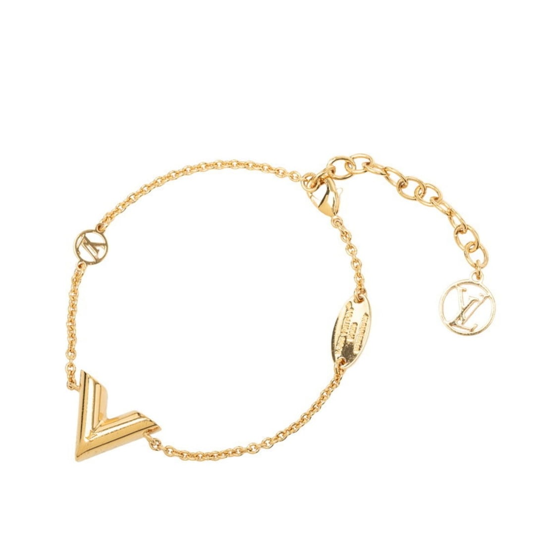 Louis Vuitton Essential V Bracelet M00858 Gold Plated Women's LOUIS VUITTON: --- Catalog ---Category: SizeLength: 15.5cm - 18.5cm / 6.1'' - 7.28''Category: DesignType: Charm braceletColor: GoldGender: WomenMaterial: Gold platingCategory: GeneralBrand: Louis Vuitton--- Item Lis