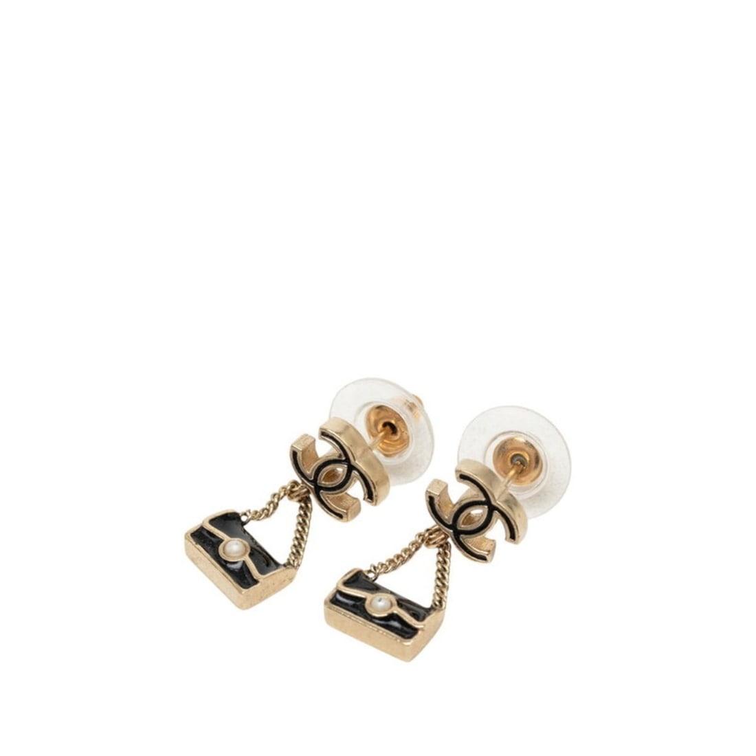 Chanel Coco Mark Handbag Motif Earrings, Gold and Black Plated, Women's CHANEL: --- Catalog ---Category: SizeSize (HxWxD): 21.00mm x 9.00mm / 0.83'' x 0.35''Category: DesignType: Stud earringsColor: Black, GoldGender: WomenMaterial: Gold platingCategory: GeneralBrand: Chanel--- I