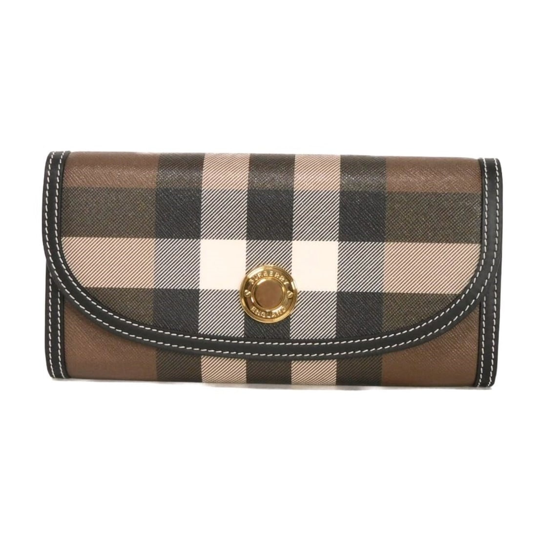 Burberry BURBERRY Long Wallet Halton Check Continental Multicolor Logo Button Metal Dark Birch Brown (1 of 18)