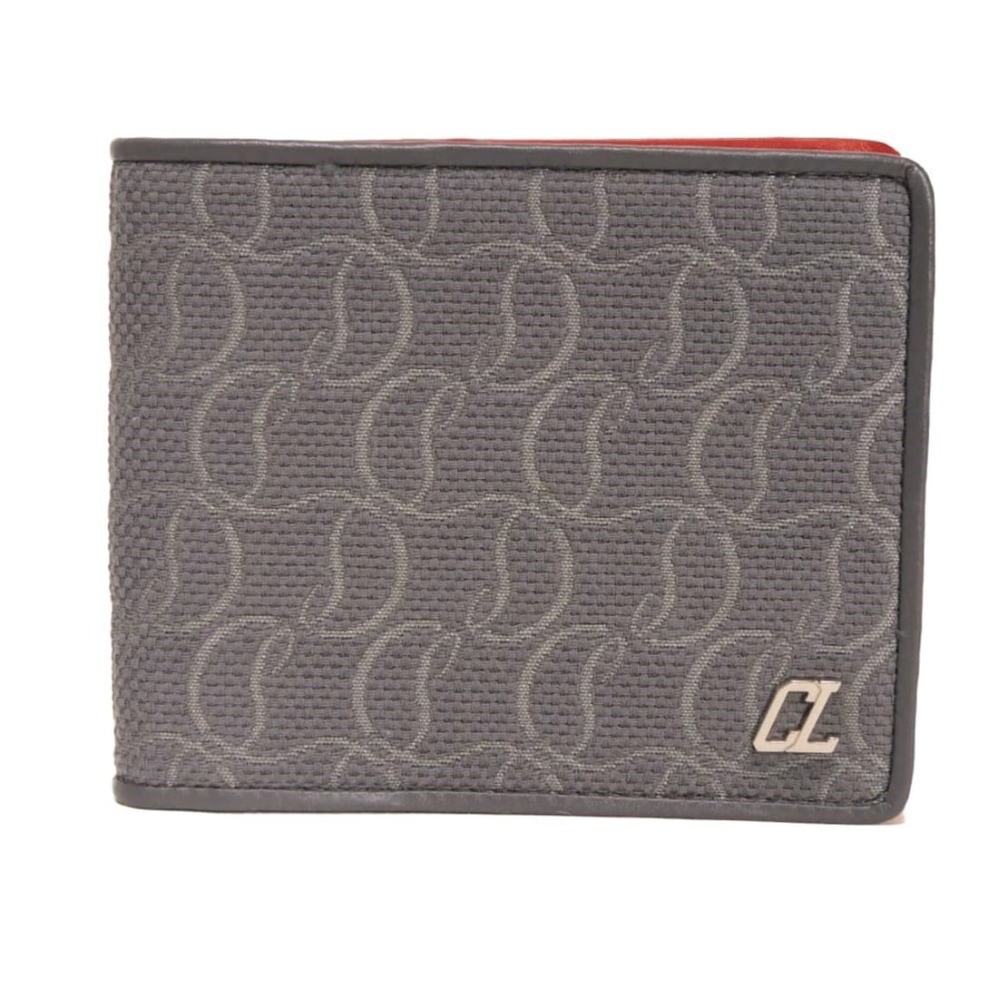 Christian Louboutin bi-fold wallet, Panettone Monogram Jacquard Coolcard, calfskin, red, CL logo,: --- Catalog ---Category: SizeWeight: 58g / 2.04oz.Size (HxWxD): 9.2cm x 11cm x 2cm / 3.62'' x 4.33'' x 0.78''Category: DesignType: Wallet (bi-fold)Color: GrayGender: MenMaterial: Cotton Category: Gene