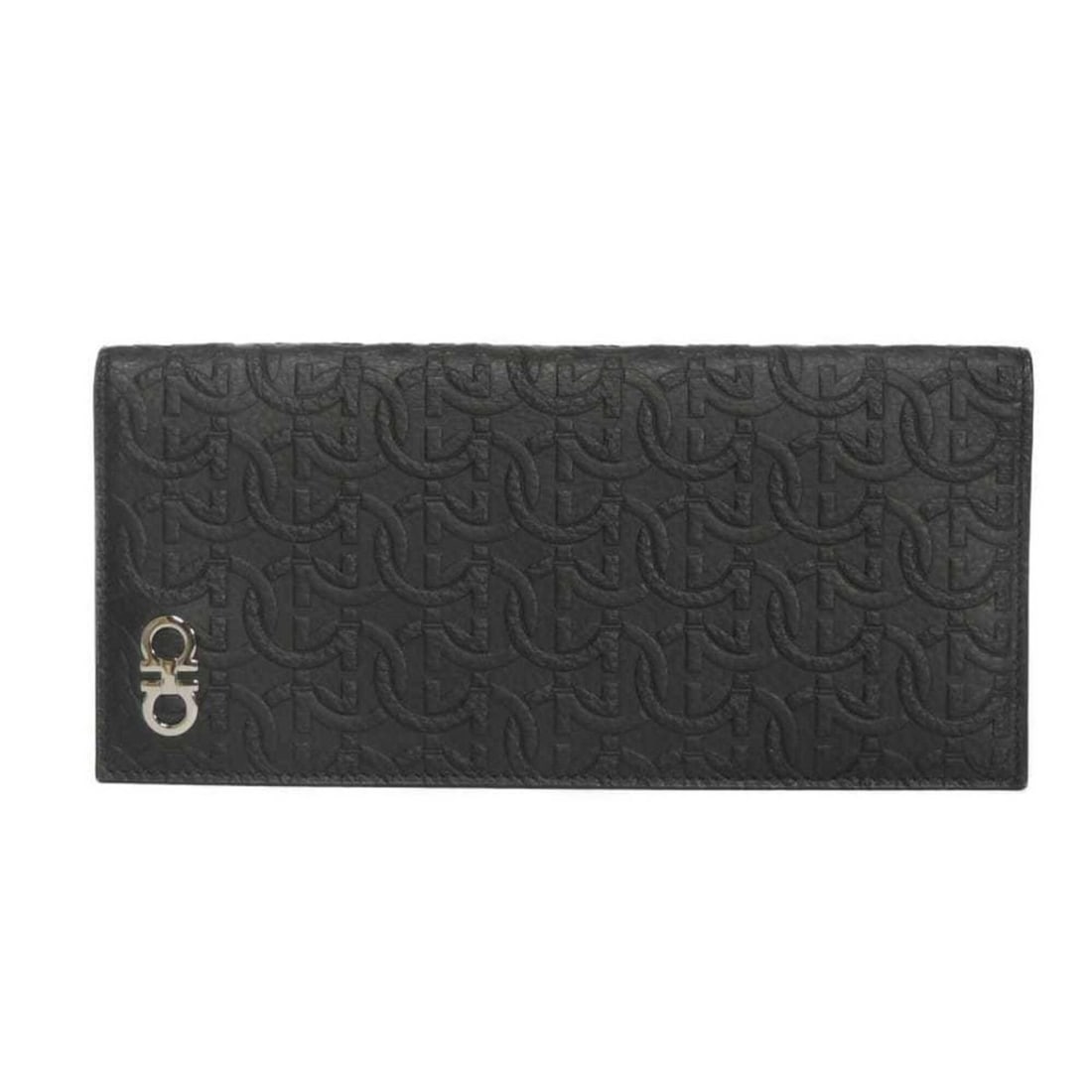 Salvatore Ferragamo Long Wallet, Embossed Gancini Design, Calfskin, RFID, IC, Double Gancini, Black,: --- Catalog ---Category: SizeWeight: 117g / 4.12oz.Size (HxWxD): 9cm x 19.5cm x 1.4cm / 3.54'' x 7.67'' x 0.55''Category: DesignType: Long wallet (bi-fold)Color: BlackGender: MenClosure: FlapMaterial: