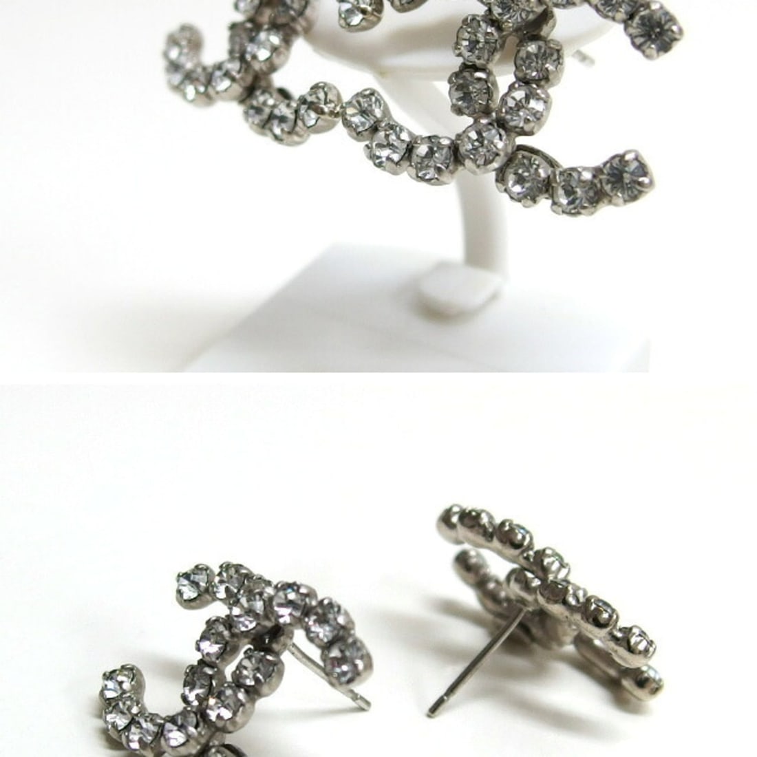 Chanel 00A Coco Mark Rhinestone Earrings - 4