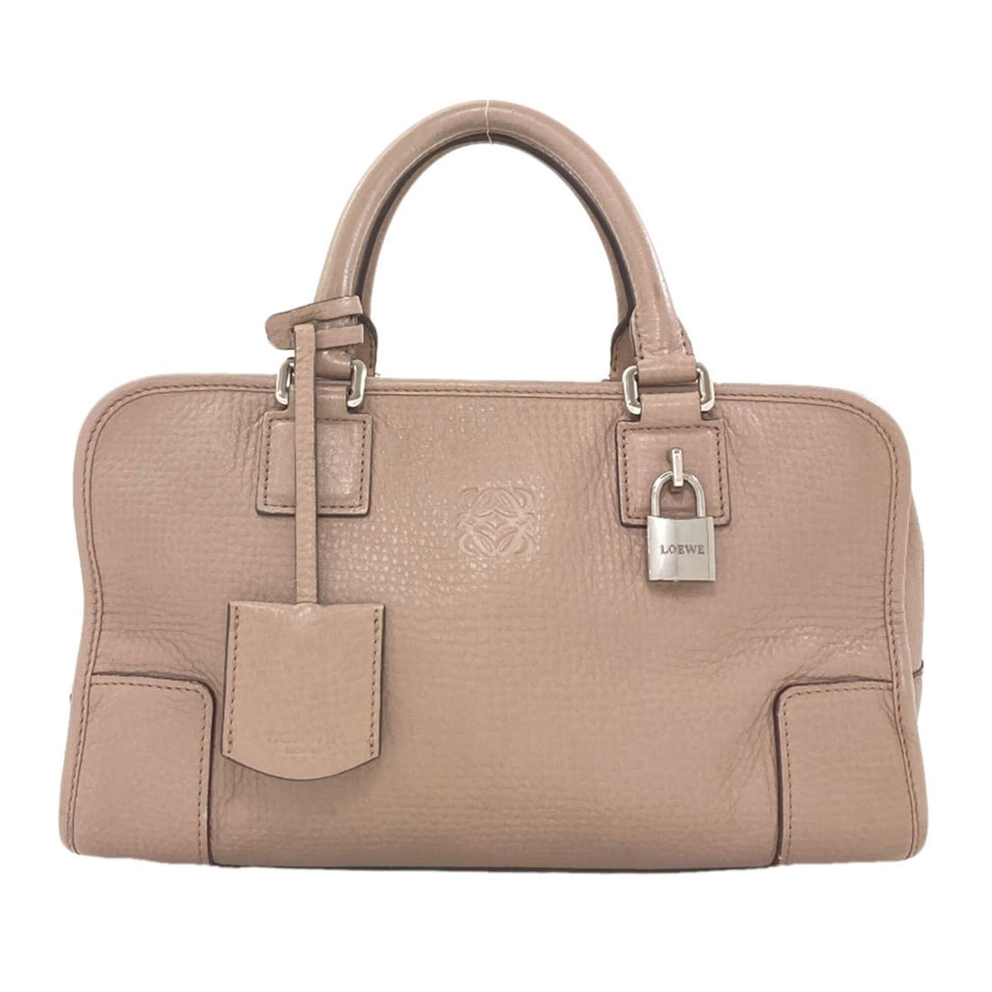Loewe Amazona handbag, calfskin, women's.: --- Catalog ---Category: SizeSize (HxWxD): 16.5cm x 29cm x 12cm / 6.49'' x 11.41'' x 4.72''Handle Length: 23.5cm / 9.25''Category: DesignType: HandbagColor: GrayishGender: WomenClosure: ZipperMaterial