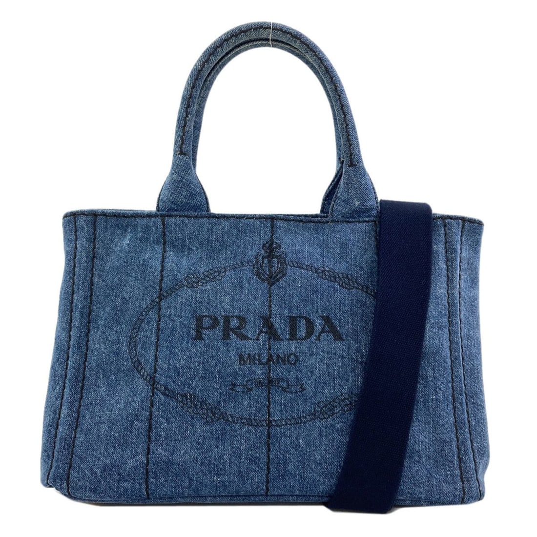 Prada 1BG439 Canapa Mini 2-Way Handbag Denim Women's PRADA: --- Catalog ---Category: SizeSize (HxWxD): 18.5cm x 28cm x 15cm / 7.28'' x 11.02'' x 5.9''Strap Length: 74.5cm - 130cm / 29.33'' - 51.18''Handle Length: 29.5cm / 11.61''Category: DesignType: HandbagCo