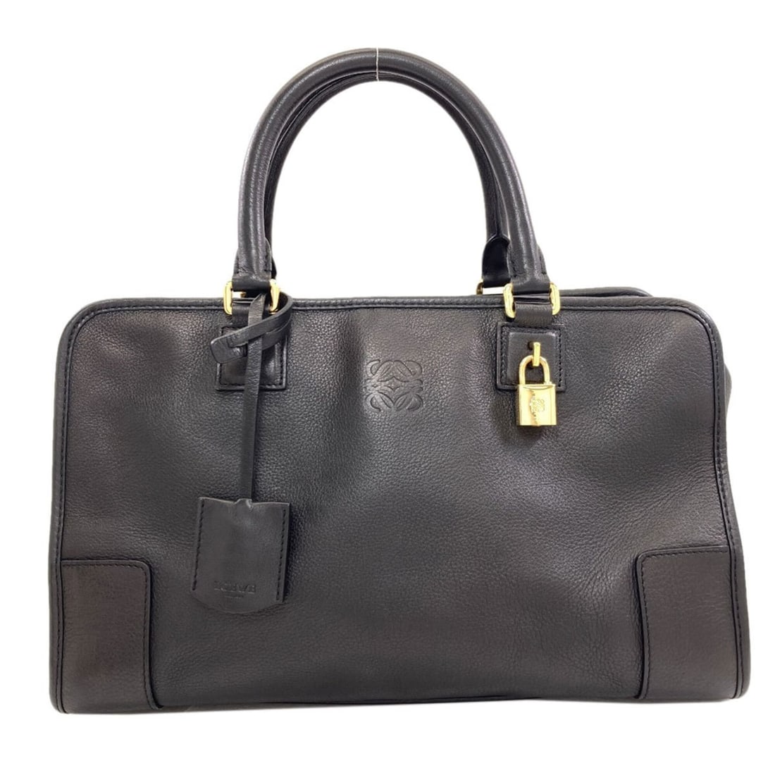 Loewe Amazona handbag, calfskin, women's.: --- Catalog ---Category: SizeSize (HxWxD): 22cm x 36cm x 14cm / 8.66'' x 14.17'' x 5.51''Handle Length: 32cm / 12.59''Category: DesignType: HandbagColor: BlackGender: WomenClosure: ZipperMaterial: Lea
