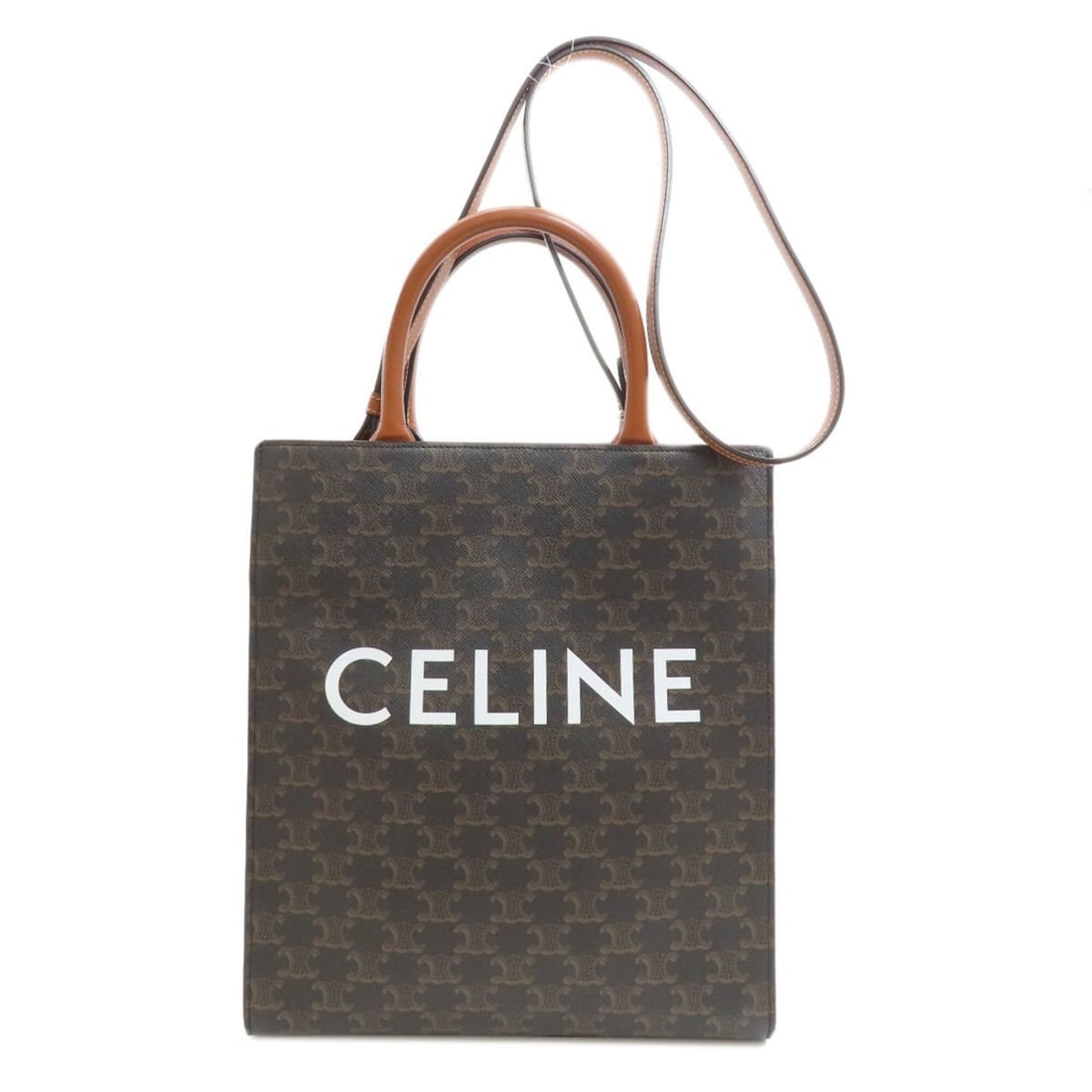 Celine Vertical Cabas Triomphe 2-Way Tote Bag, PVC, Women's CELINE: --- Catalog ---Category: SizeSize (HxWxD): 33cm x 28cm x 8cm / 12.99'' x 11.02'' x 3.14''Strap Length: 102cm - 108cm / 40.15'' - 42.51''Handle Length: 29cm / 11.41''Category: DesignType: Tote bagColor