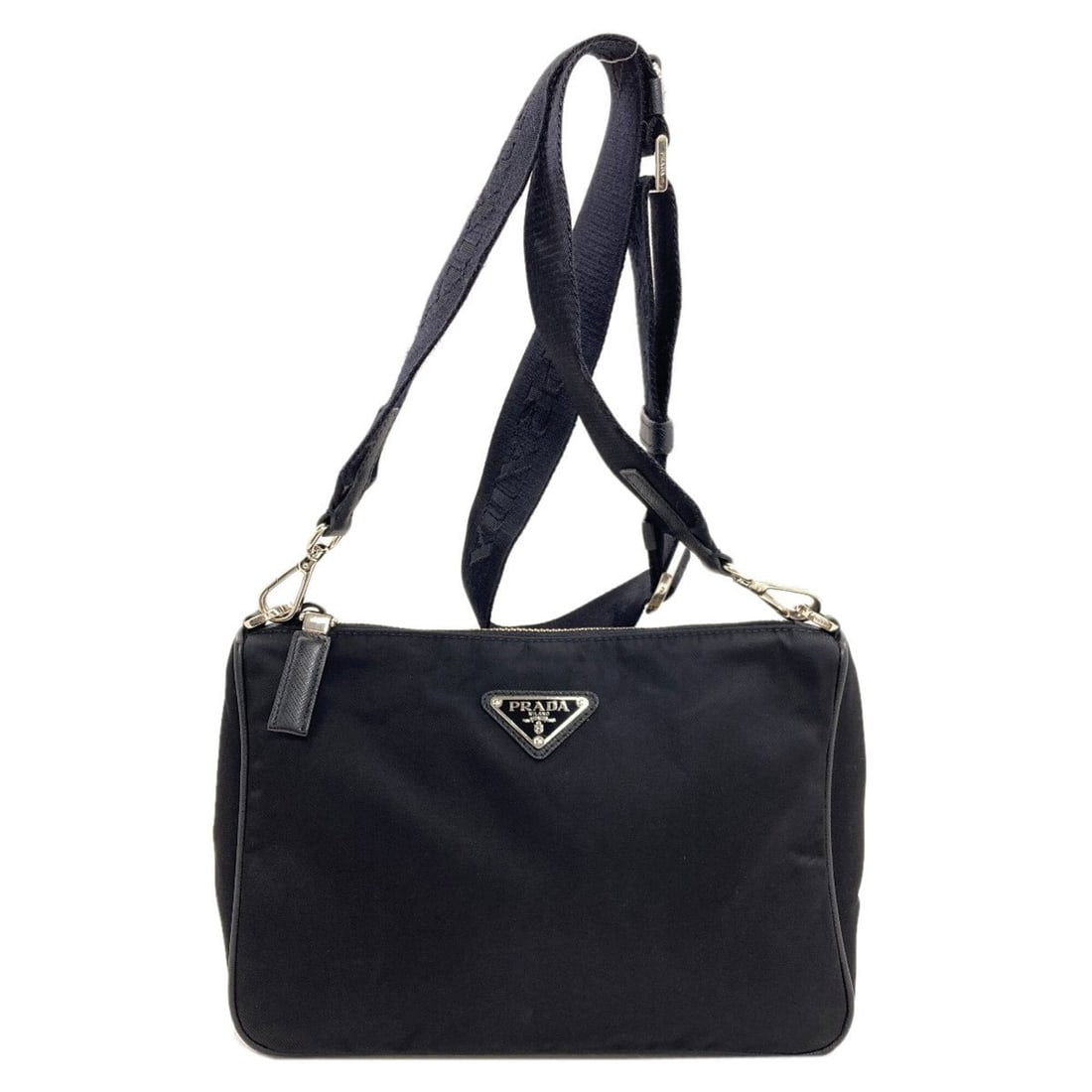 Prada logo hardware shoulder bag, nylon, women's. (1 of 14)