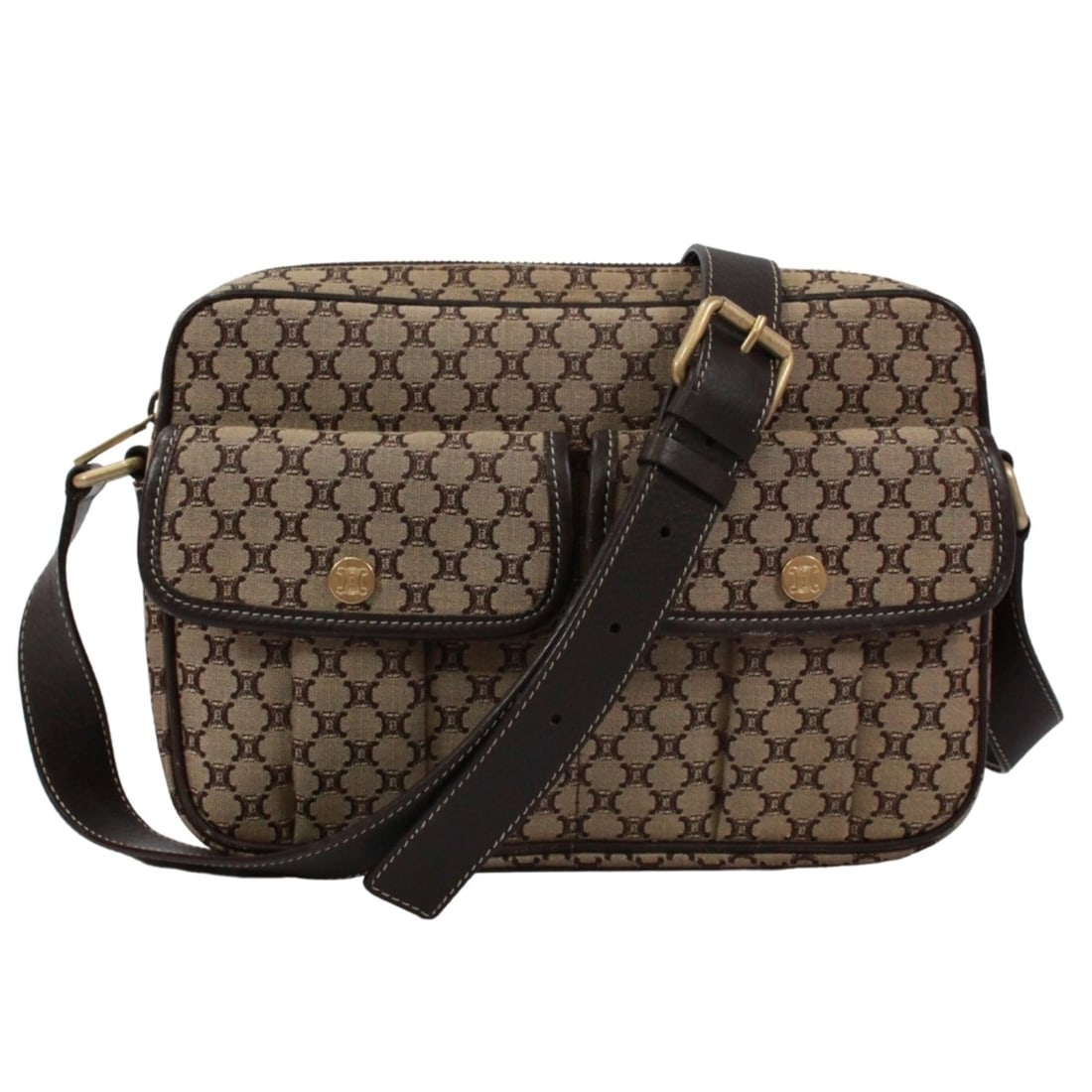 CELINE Macadam Shoulder Bag, Canvas and Leather, Brown: --- Catalog ---Category: SizeSize (HxWxD): 18cm x 24cm x 5cm / 7.08'' x 9.44'' x 1.96''Category: DesignType: Shoulder bagColor: BrownGender: WomenMaterial: Canvas , Leather Category: GeneralBrand: Cel