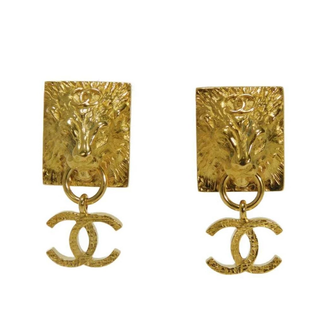 Chanel CHANEL Earrings Lion Square Coco Mark Swing Drop Stud G22A CC Gold Women's: --- Catalog ---Category: SizeSize (HxWxD): 30.00mm x 15.00mm / 1.18'' x 0.59''Category: DesignType: Stud earringsColor: GoldGender: WomenCategory: GeneralBrand: Chanel--- Item List ---Section: Conditi
