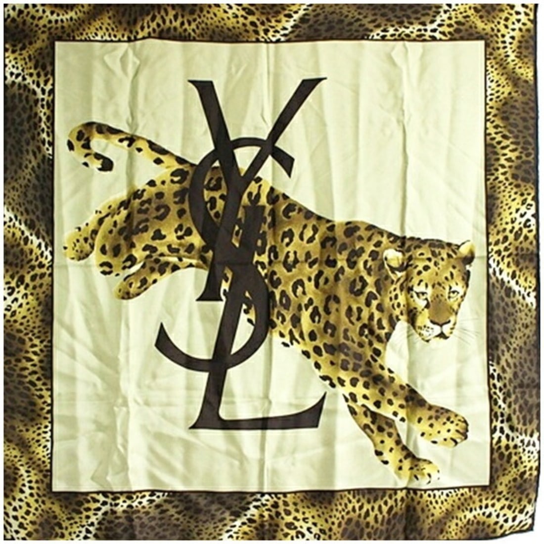 Yves Saint Laurent Silk Scarf/Muffler, Khaki x Brown Leopard Print, Women's.: --- Catalog ---Category: SizeSize (LxW): 90cm x 90cm / 35.43'' x 35.43''Category: DesignType: ScarfColor: Brown, Gray, KhakiGender: WomenMaterial: Silk Category: GeneralBrand: Yves Saint Laurent--- It