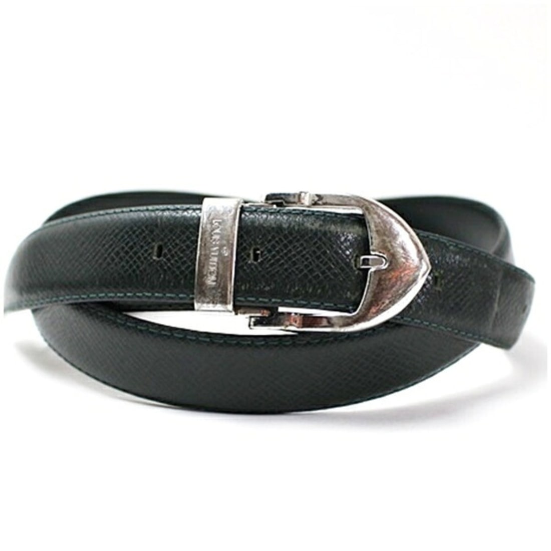 Louis Vuitton Taiga Leather Belt, Epicea, Total Length 115cm, Waist 91-105cm (5-step adjustment +: --- Catalog ---Category: SizeLength: 91cm - 105cm / 35.82'' - 41.33''Category: DesignType: Standard beltColor: Dark greenGender: MenMaterial (Strap): Leather Category: GeneralBrand: Louis Vuitton--- I