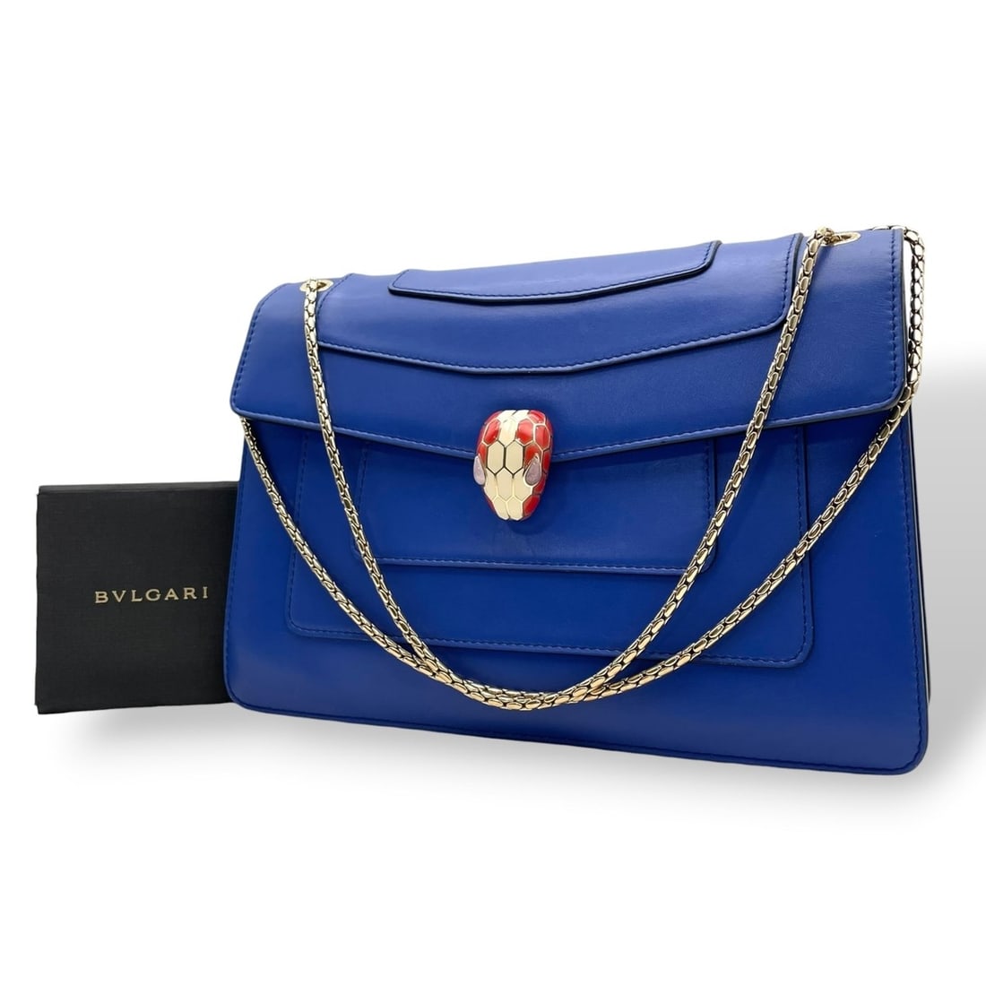 Bulgari BVLGARI Serpenti Forever 38102 Shoulder Bag, Calf Leather, Blue, Gold Hardware, Chain,: --- Catalog ---Category: SizeSize (HxWxD): 18cm x 27cm x 9cm / 7.08'' x 10.62'' x 3.54''Category: DesignType: Shoulder bagColor: BlueGender: WomenMaterial: Leather Category: GeneralBrand: BvlgariCount