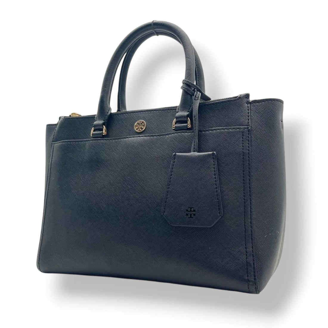 Tory Burch Robinson Small Double Zip Tote Bag, Handbag, Shoulder Leather, Black, Gold Hardware, (1 of 20)
