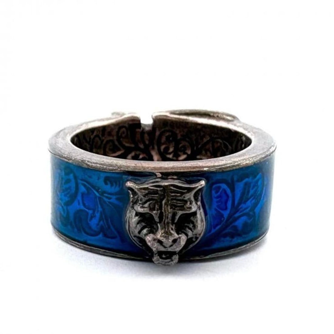 Gucci Cat Head SV925 Garden Ring, Size 13, Ring/Finger Belt Motif, Blue Silver: --- Catalog ---Category: SizeJP Size: 13US Size: 6.5Category: DesignType: Band ringColor: Blue, SilverGender: WomenMaterial: Enamel, Silver 925Category: GeneralBrand: Gucci--- Item List ---Section: Co