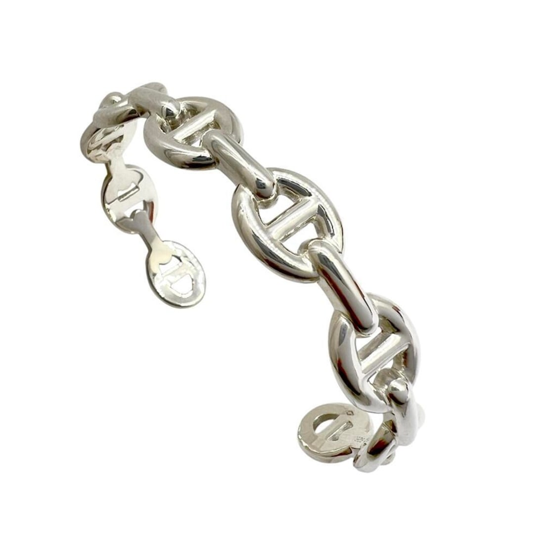 HERMES Chaine d'Ancre Enchainée Bangle LG SV925 Silver Bracelet for Women and Men: --- Catalog ---Category: SizeLength: 17cm / 6.69''Weight: 18.9g / 0.66oz.Category: DesignType: BangleColor: SilverMetal: SilverGender: Men,WomenMaterial: Silver 925Metal Purity: Silver925Category: Gen
