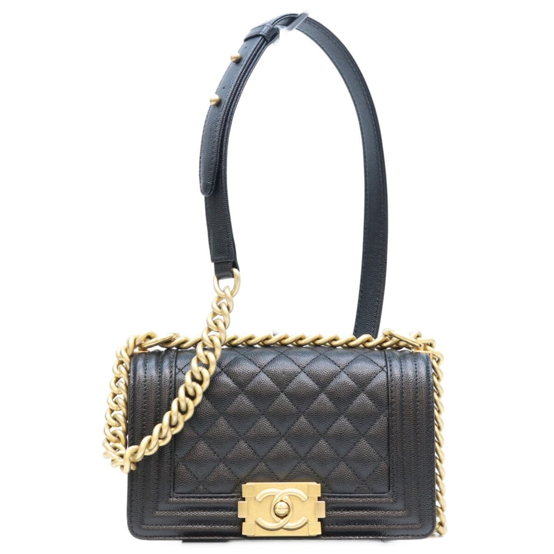 CHANEL A67085 Caviar Boy Chanel 20 Small Shoulder Bag, Black with Gold Hardware, Women's: --- Catalog ---Category: SizeSize (HxWxD): 12.5cm x 20cm x 7cm / 4.92'' x 7.87'' x 2.75''Category: DesignType: Shoulder bagColor: BlackGender: WomenMaterial: Grained Calfskin Hardware Color: GoldCateg
